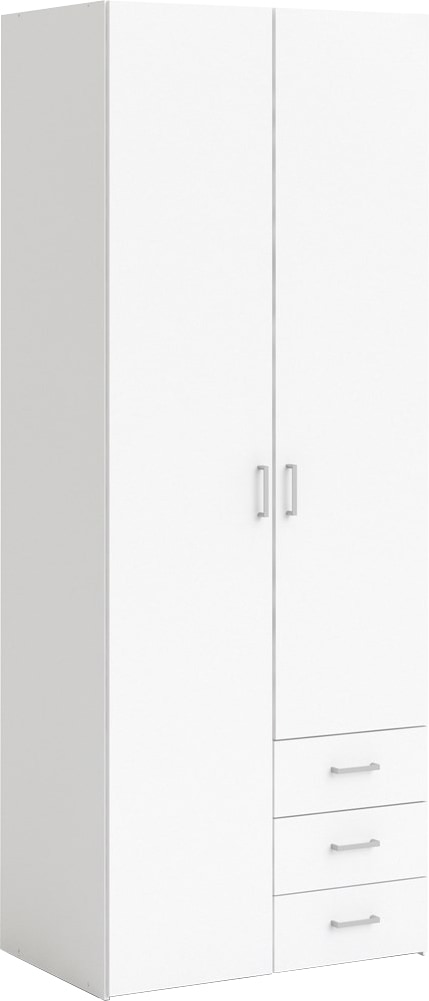 Kleiderschrank, Mit viel Stauraum, graue Stangengriffe, Gr. ca. 200,4 x 77,6 x 49,5 cm
