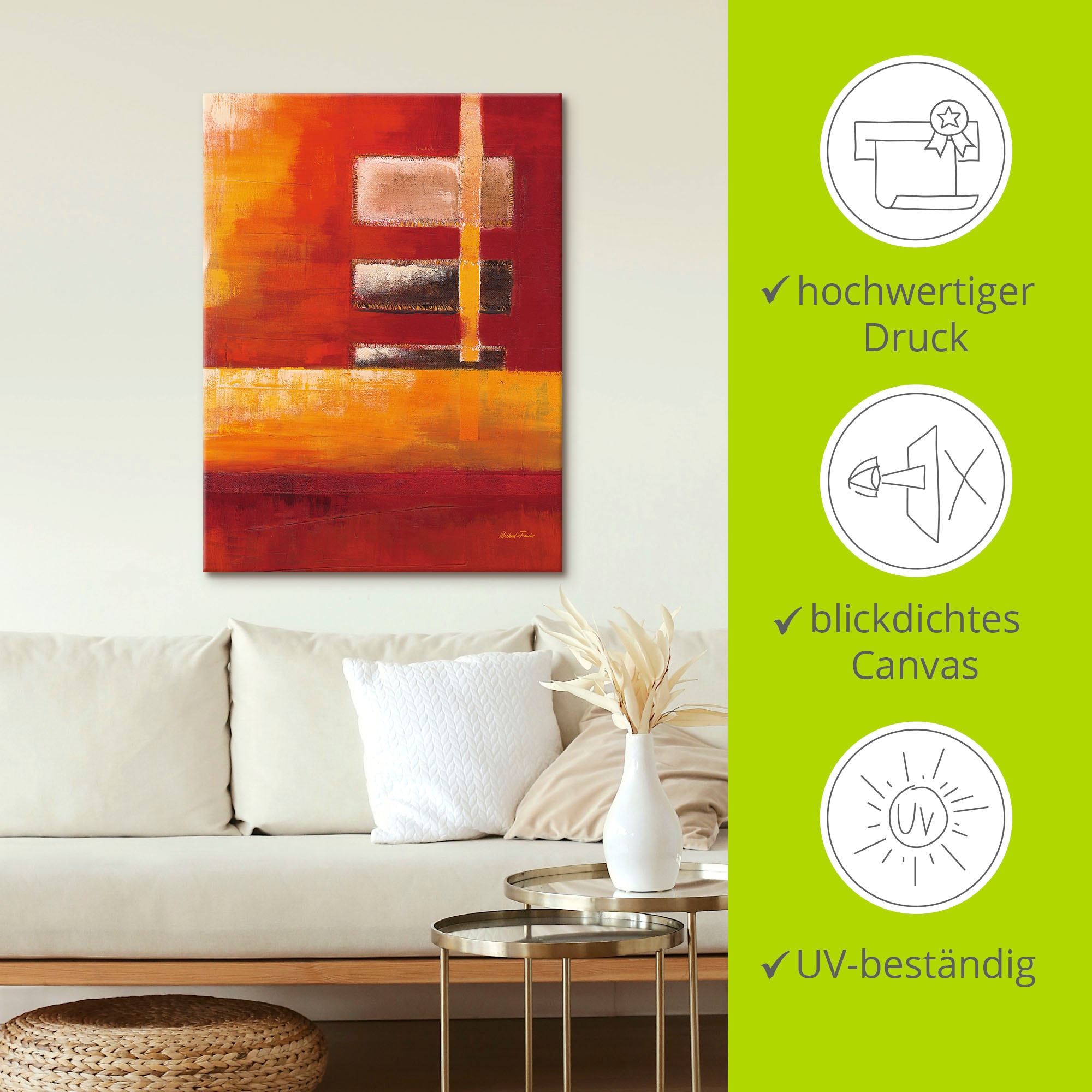 Artland Leinwandbild »Felder II - Abstrakt« Muster 1 Stk. tlg. auf Keilrahmen gespannt