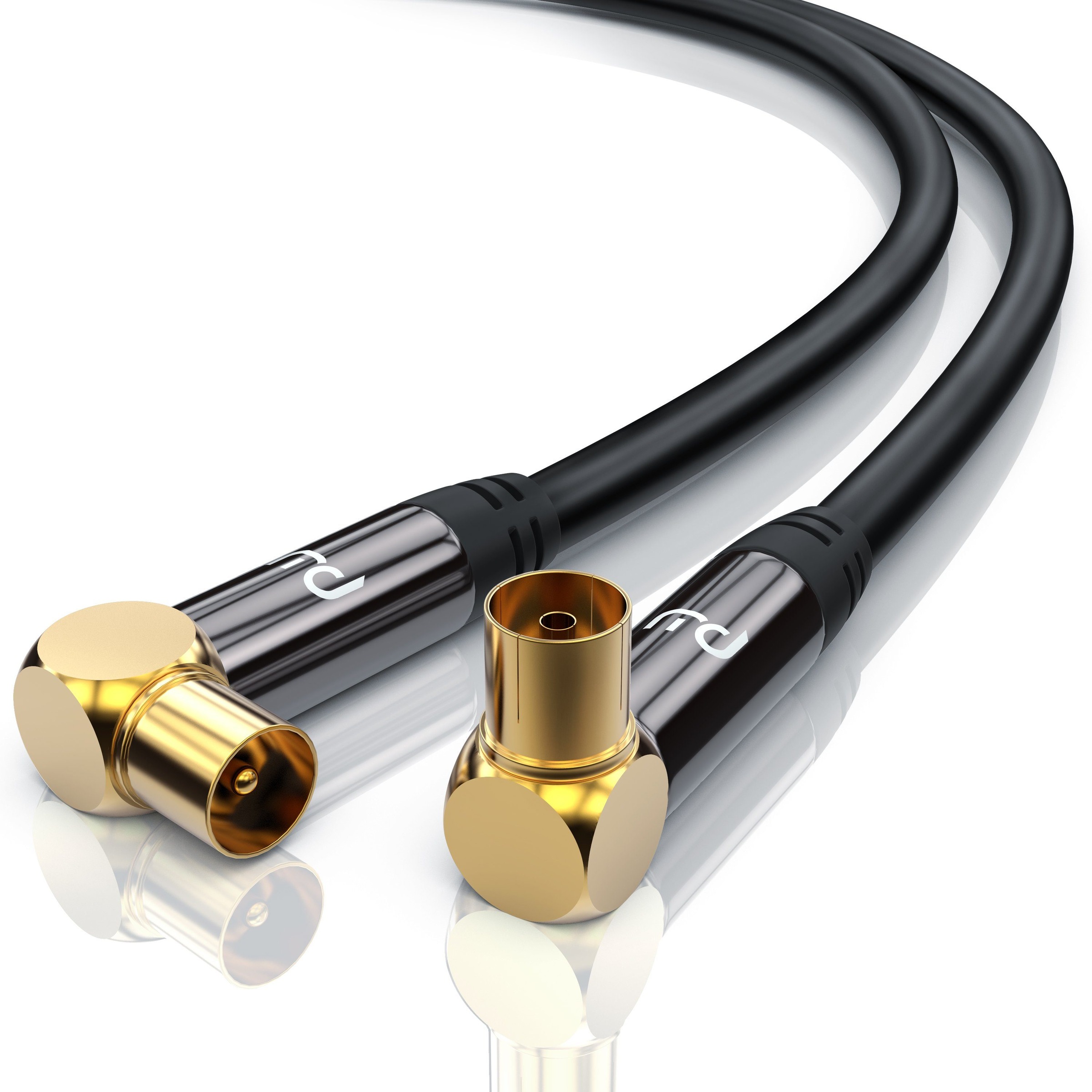 HDTV Antennenkabel 90° gewinkelt mit 4-fach Schirmung »IEC-Stecker...