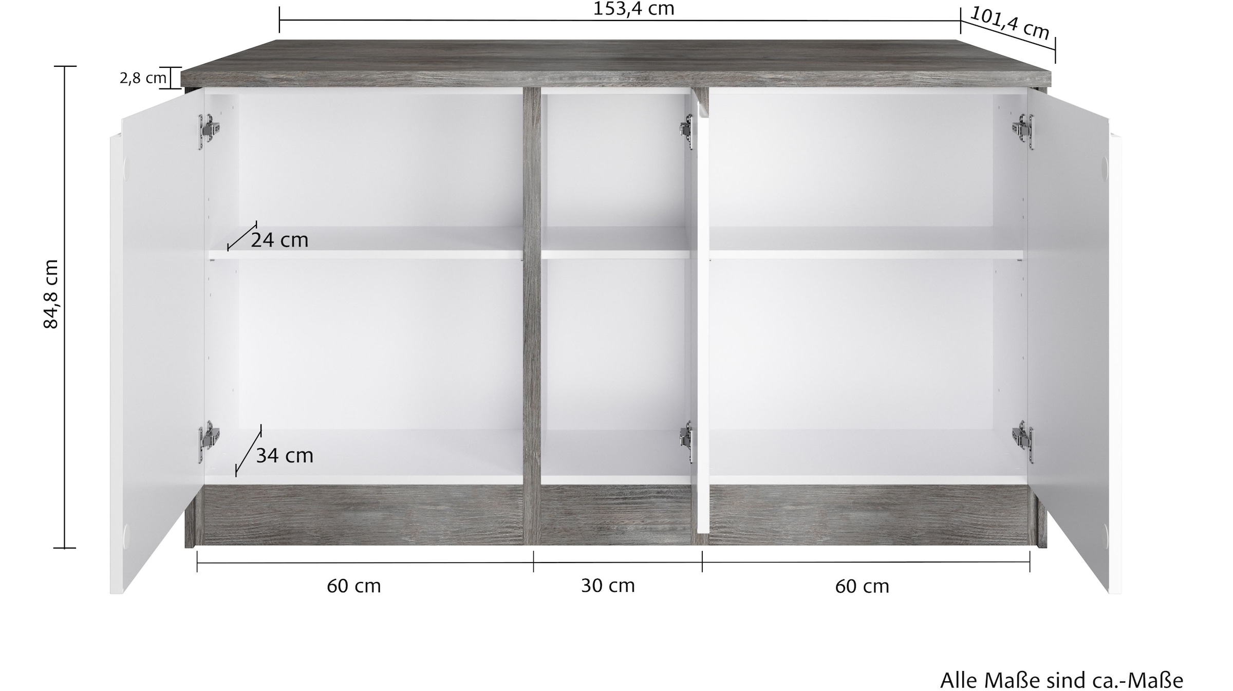 KOCHSTATION Kücheninsel »KS-Virginia«, Breite 153 cm, MDF-Fronten, Flaschenregal