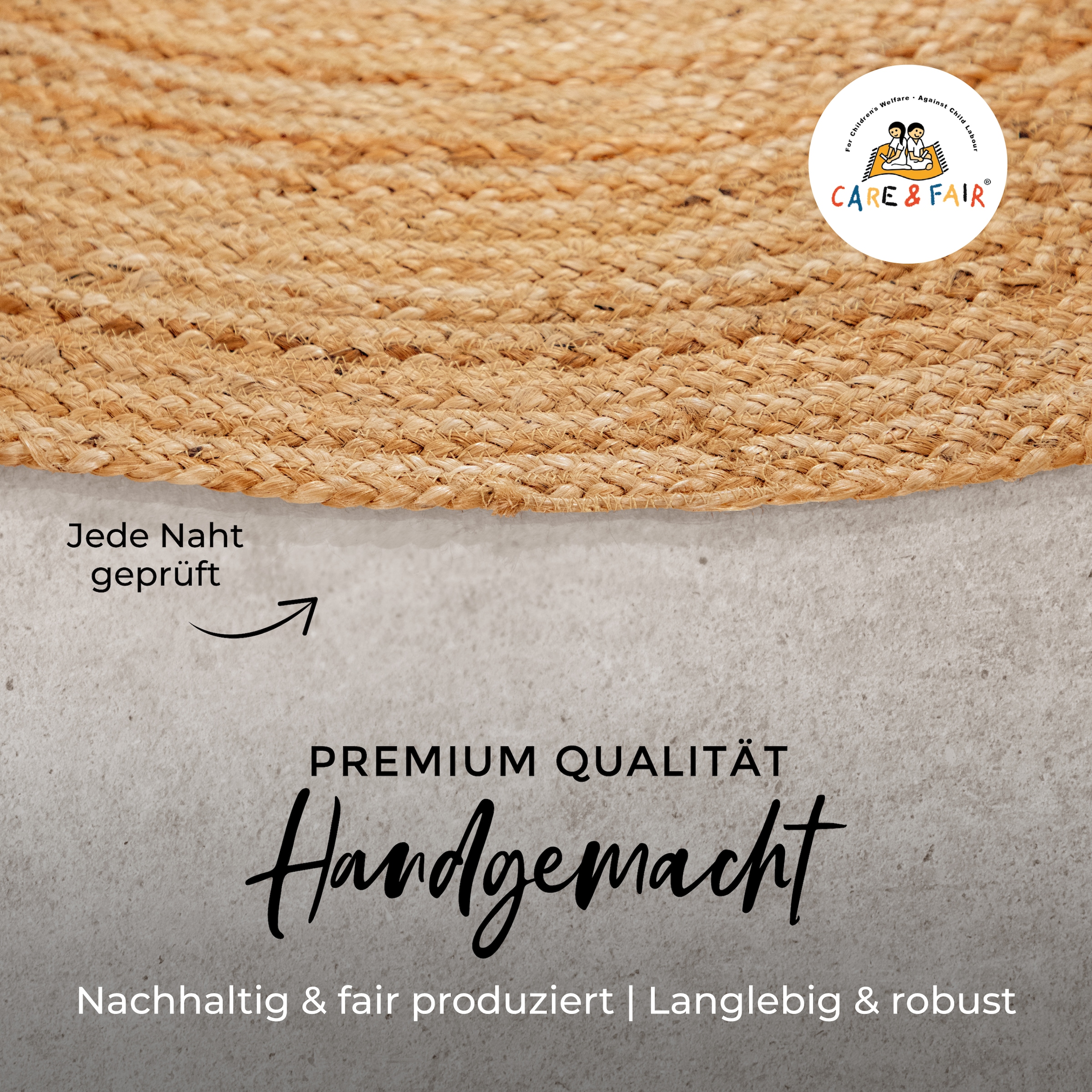 carpetfine Teppich »Nele Juteteppich Naturfaser«, rund, 6 mm Höhe, geflochtener Wendeteppich aus 100%Jute, in rund und oval, viele Größen