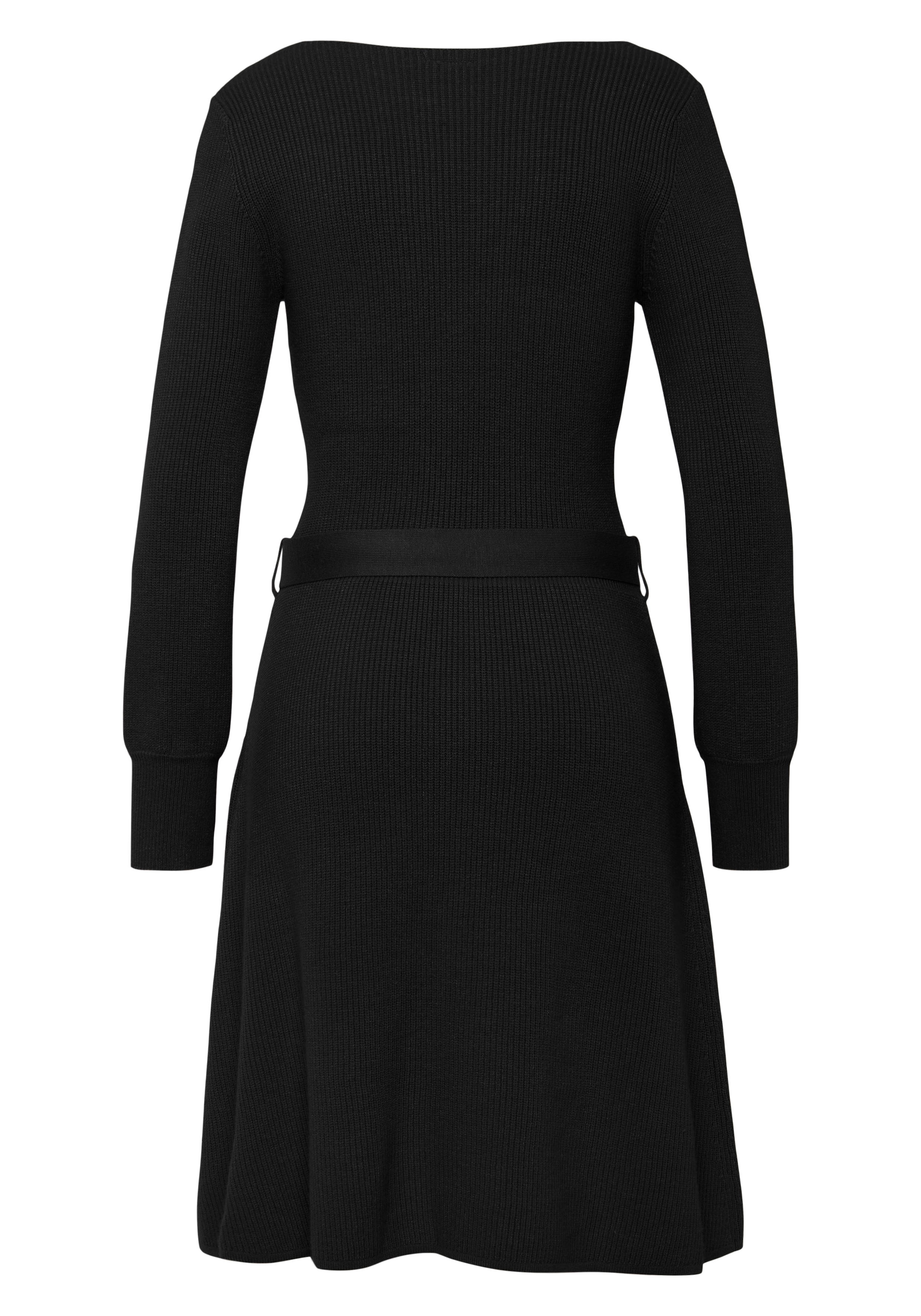 LASCANA Strickkleid, (mit Bindegürtel), und V-Ausschnitt, Herbst- Winterkleid, casual-elegant