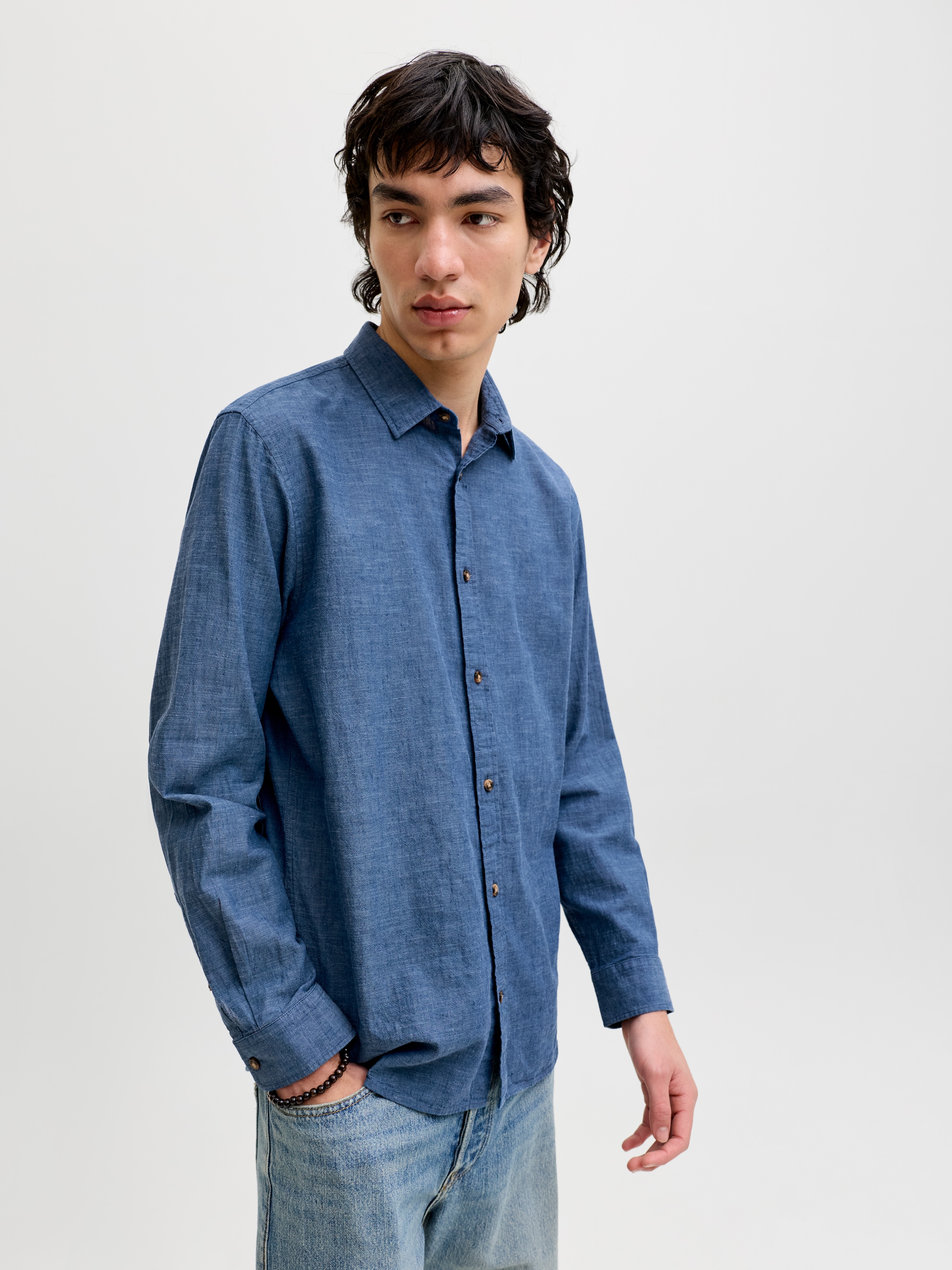 Jack & Jones Langarmhemd »JJESUMMER LINEN BLEND SHIRT L/S SN« Baumwollmischung, regular fit