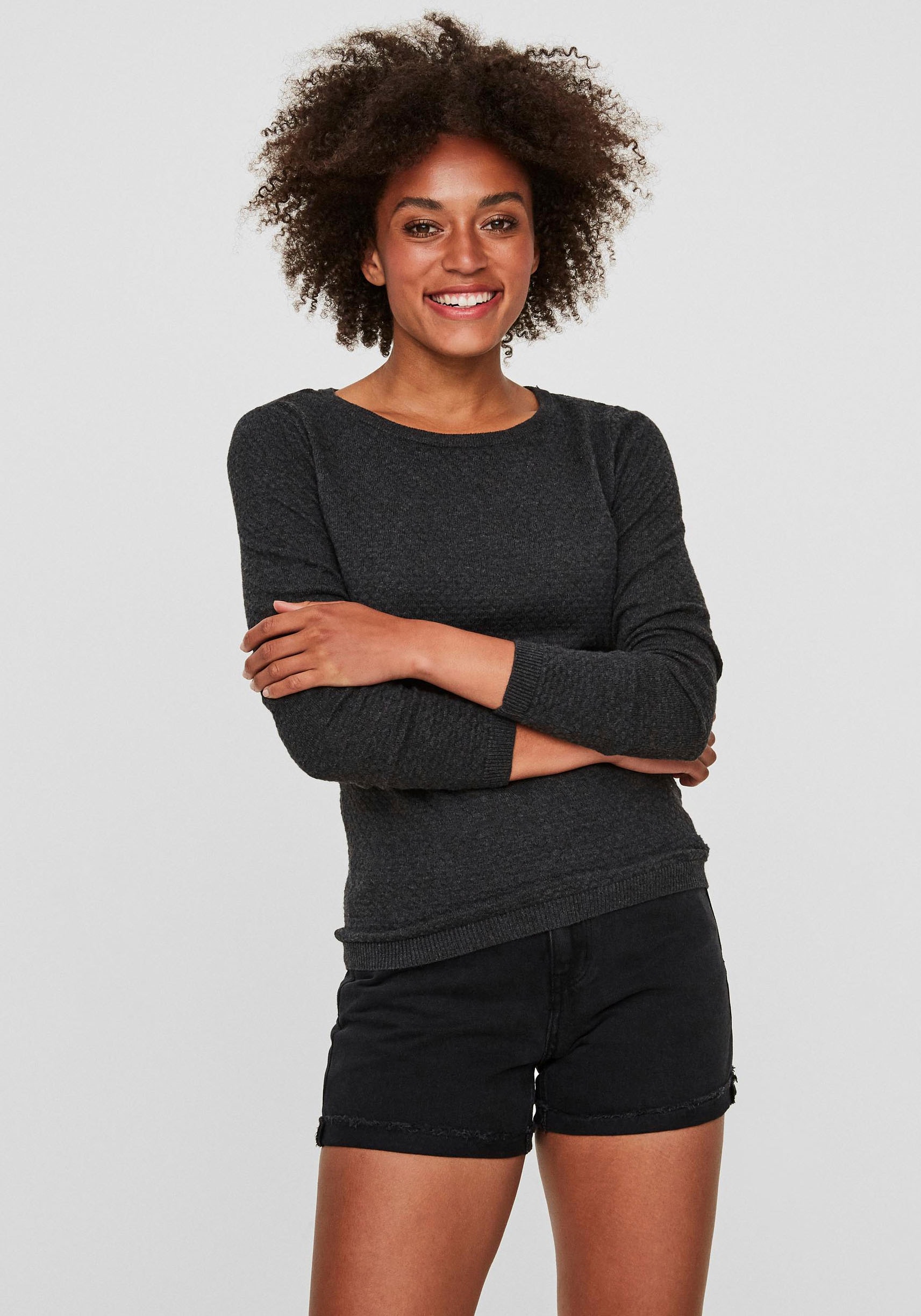 Vero Moda Rundhalspullover »VMCARE STRUCTURE LS O-NECK BLOUSE«, aus Bio-Baumwolle