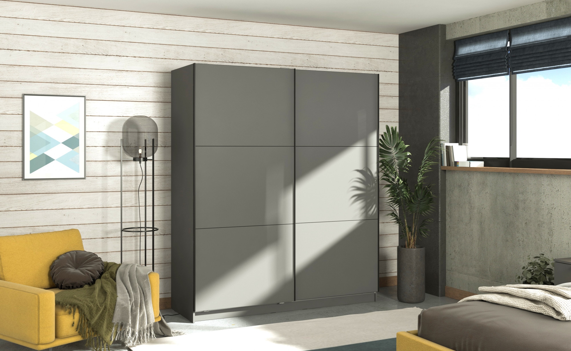 INOSIGN Schwebetürenschrank »Sierra klassischer Kleiderschrank Wäscheschrank 179 oder 217cm breit« mit kompletter Inneneinteilung, FSC®-zertifizierter Holzwerkstoff