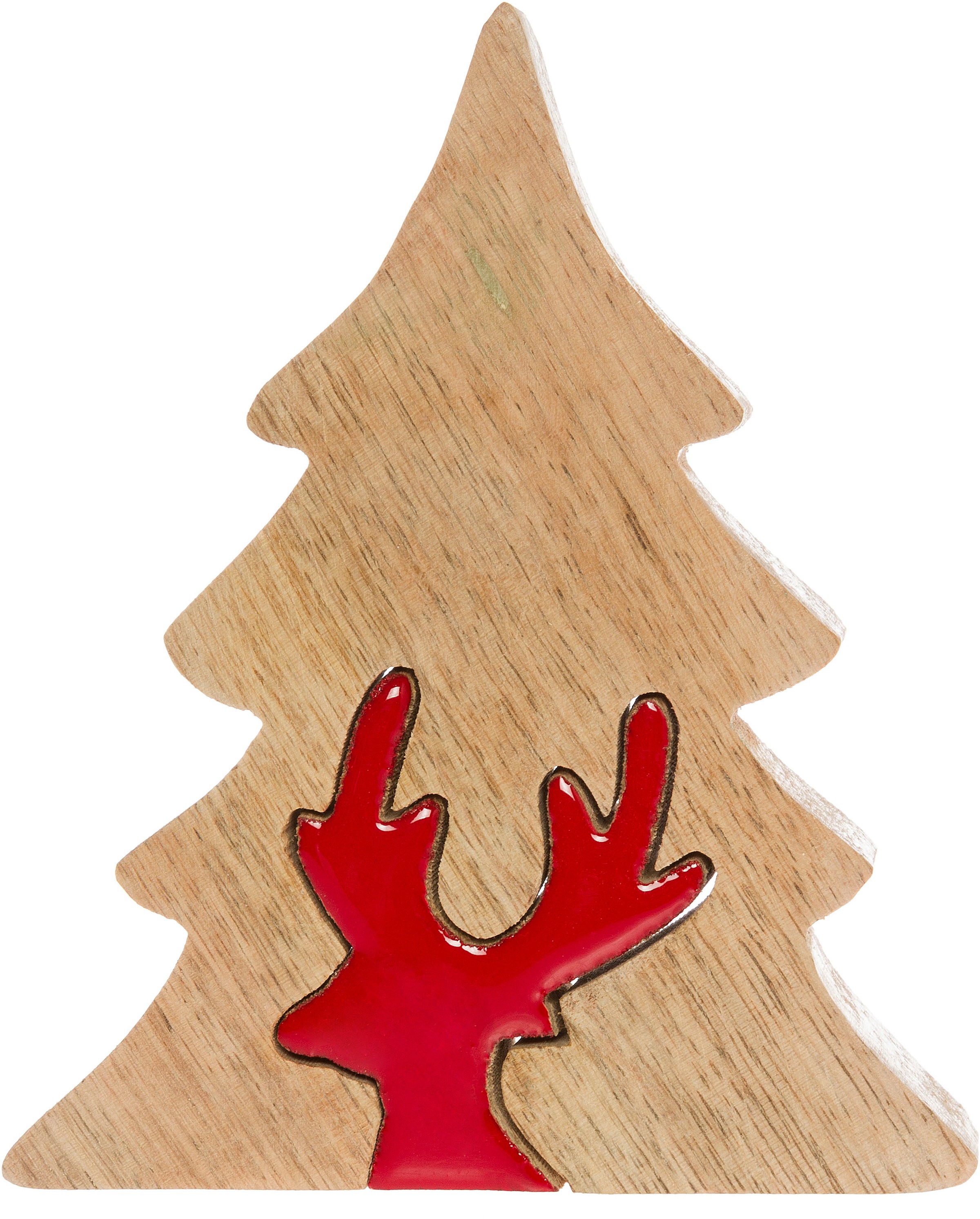Myflair Möbel & Accessoires Dekobaum »Deko Puzzle Baum, mit Rentier«, Weihnachtsdeko aus Holz, Weihnachtsbaum, Höhe ca. 17 cm