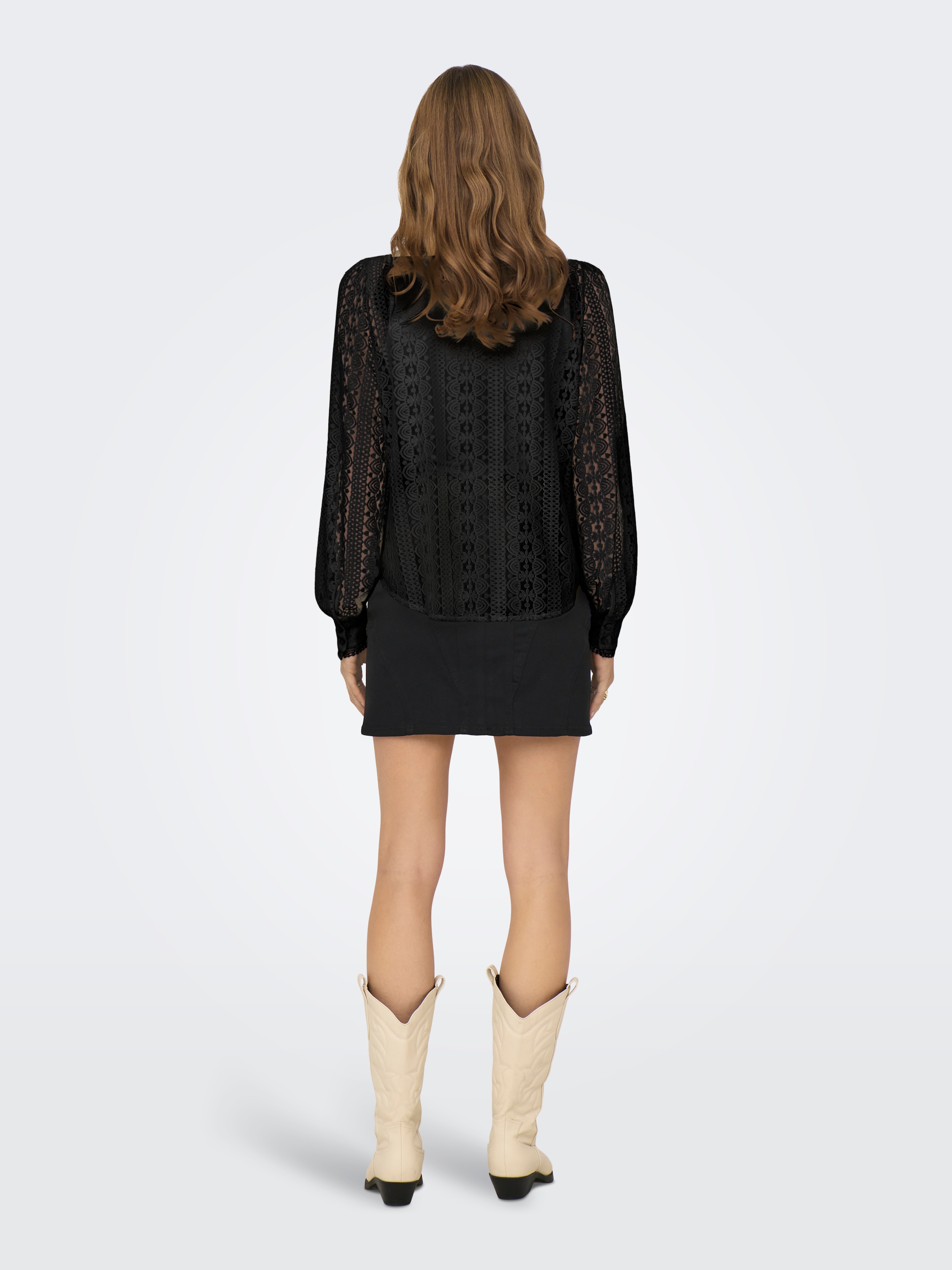 ONLY Spitzenbluse »ONLREBA LACE L/S SHIRT WVN NOOS«