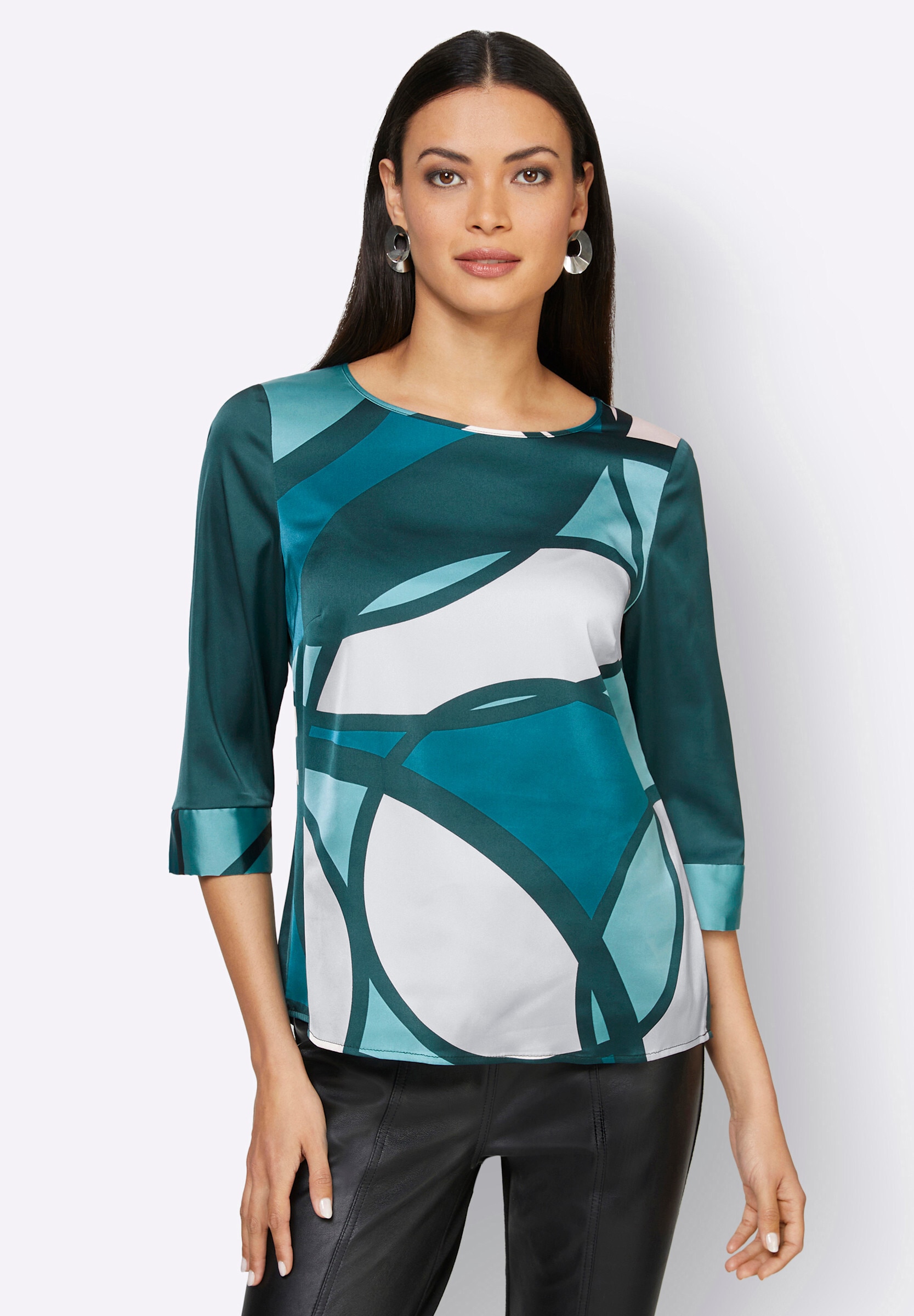 creation L Klassische Bluse »Bluse Schlupfbluse , hinten einfarbig«