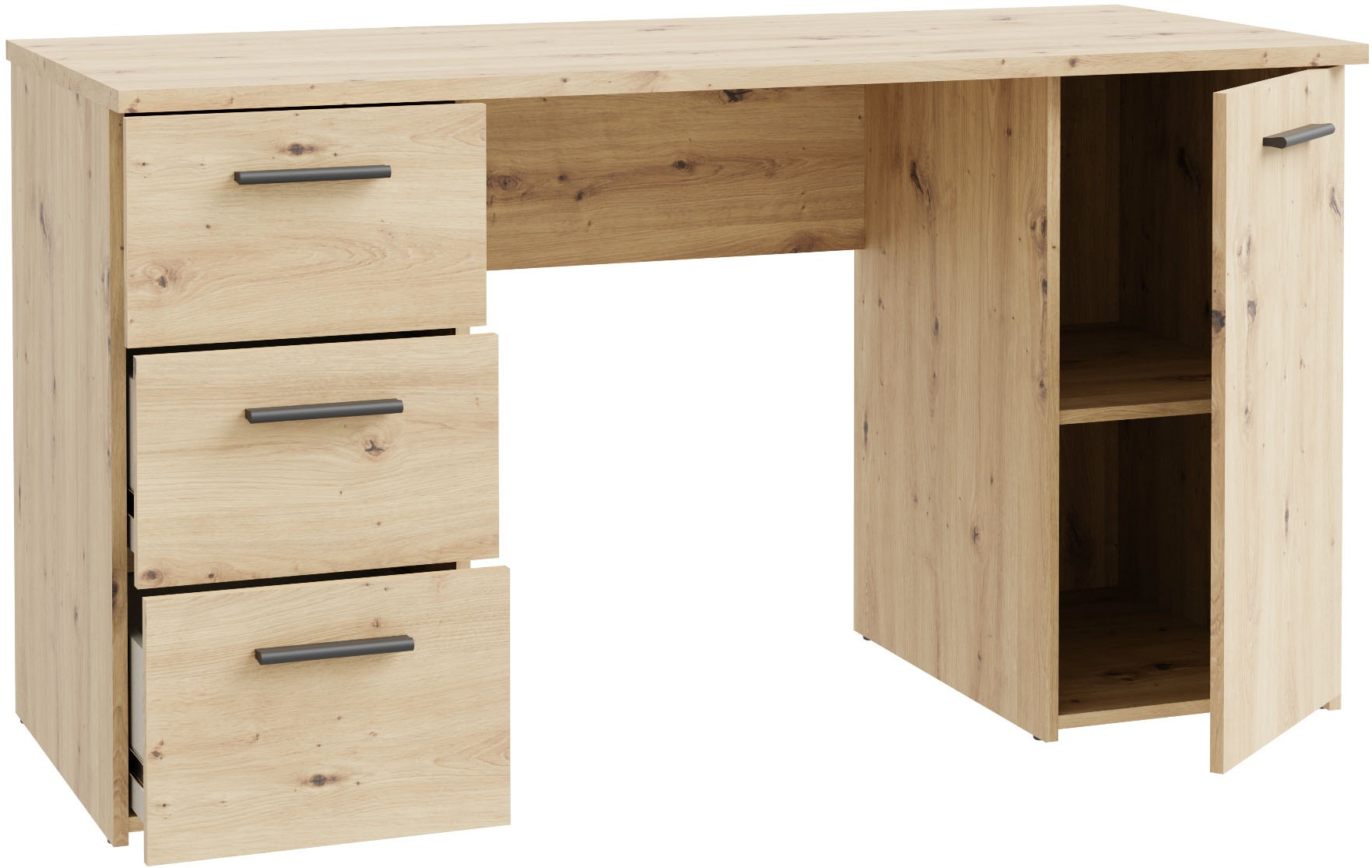 FORTE Schreibtisch »Neuss«, mit 3 Schubladen & 1 Tür, funktional, Breite 138 cm