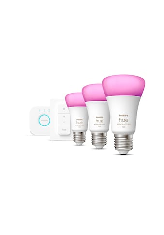 Smarte LED-Leuchte »White & Col. Amb. E27 3er Starter Set inkl. DimmerSwitch 3x1100«