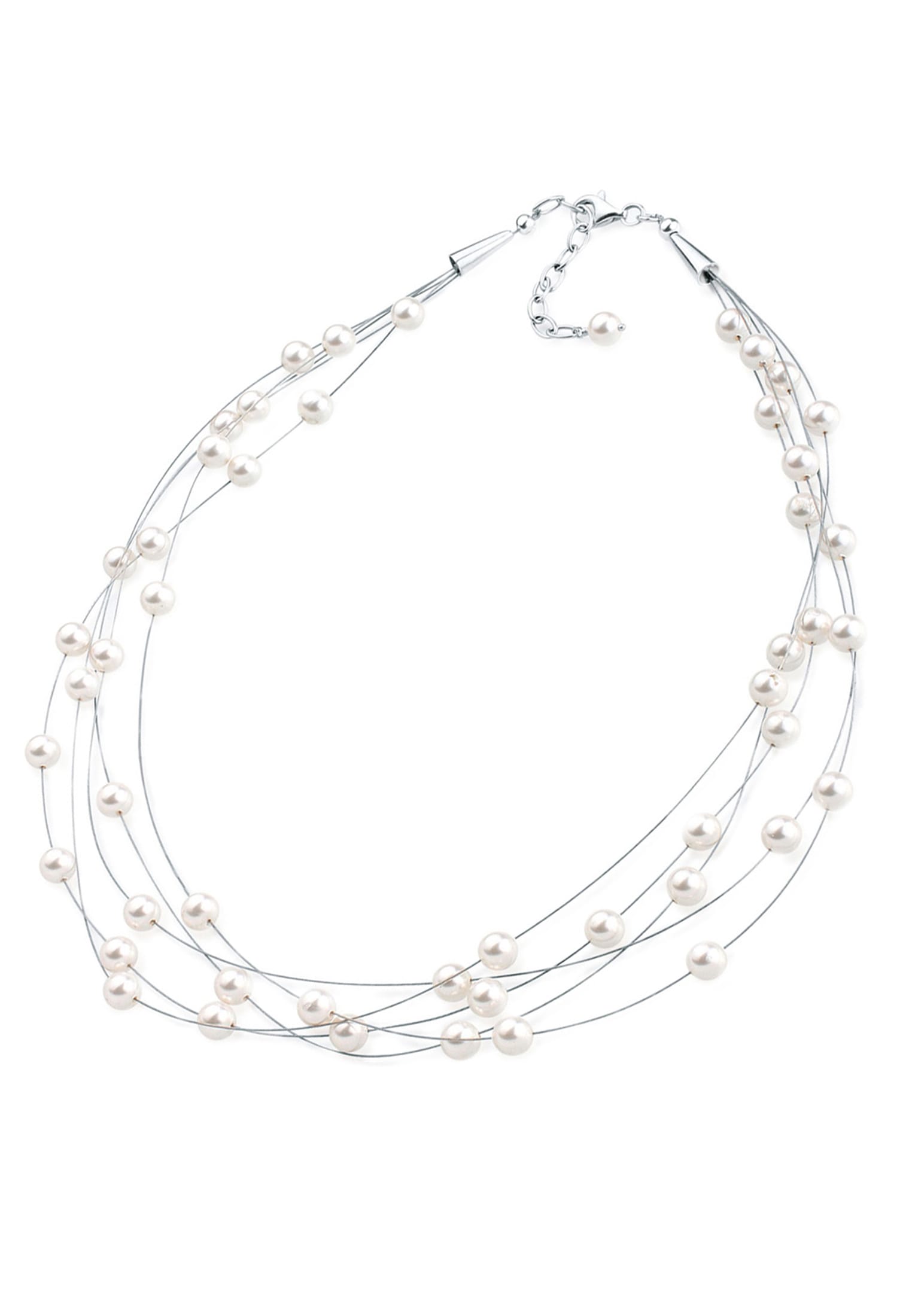 Elli Perlenkette »Halskette Multi-Chain synthetischen Perlen 925 Silber«