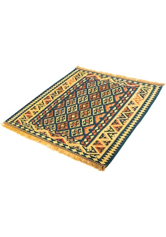 Wollteppich »Kelim - Oriental quadratisch - 107 x 100 cm - dunkelblau«, quadratisch