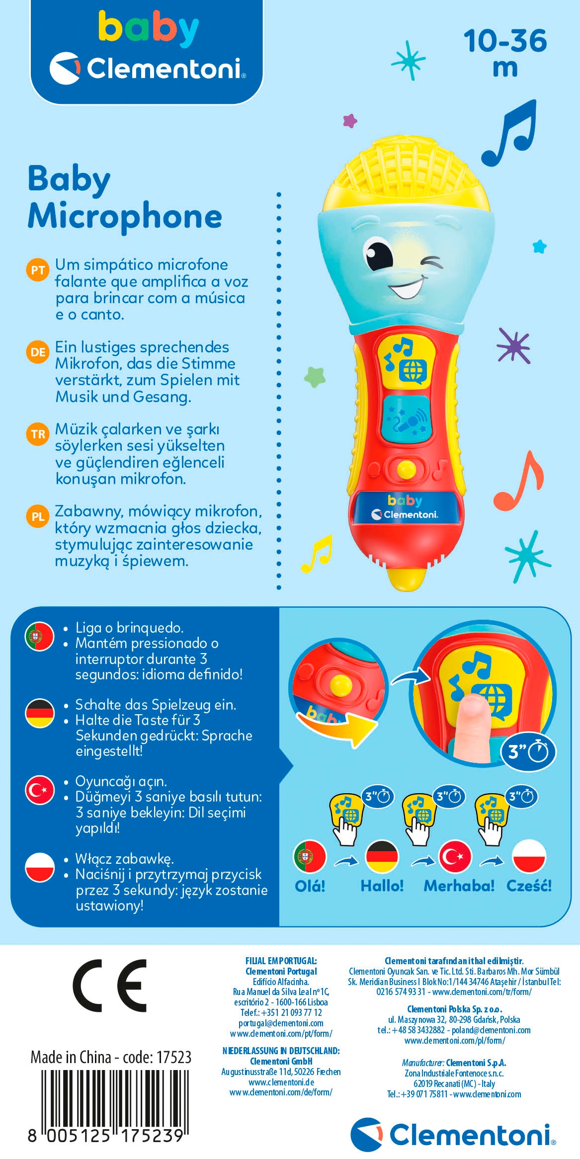 Clementoni® Lernspielzeug »Baby Clementoni, Baby-Mikrophon«, Mit Licht und Sound