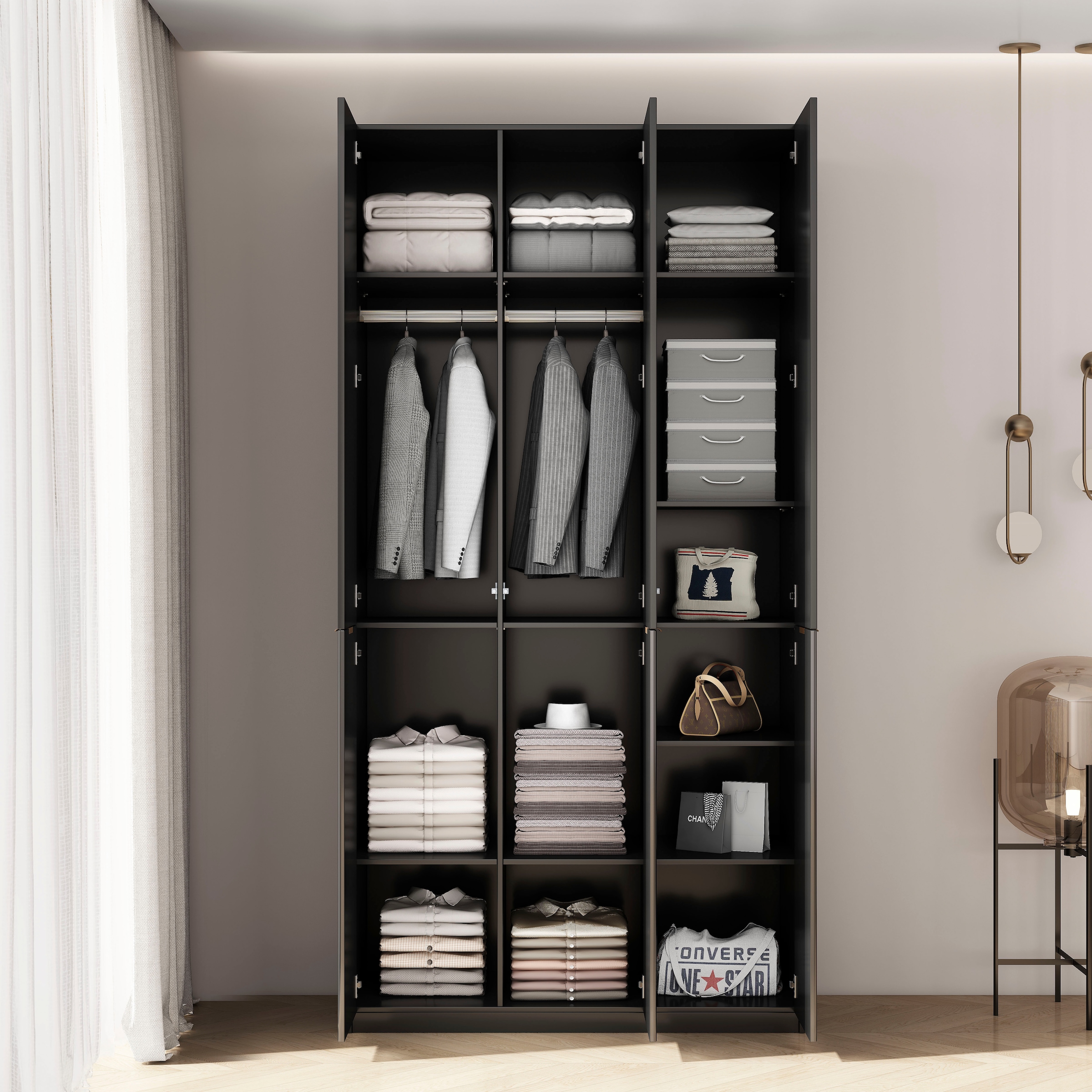 OTTO home Kleiderschrank »Jorella Schlafzimmerschrank Garderobe mit Softclose« eleganter Schlafzimmerschrank Rillendesign Trend Breite 121cm