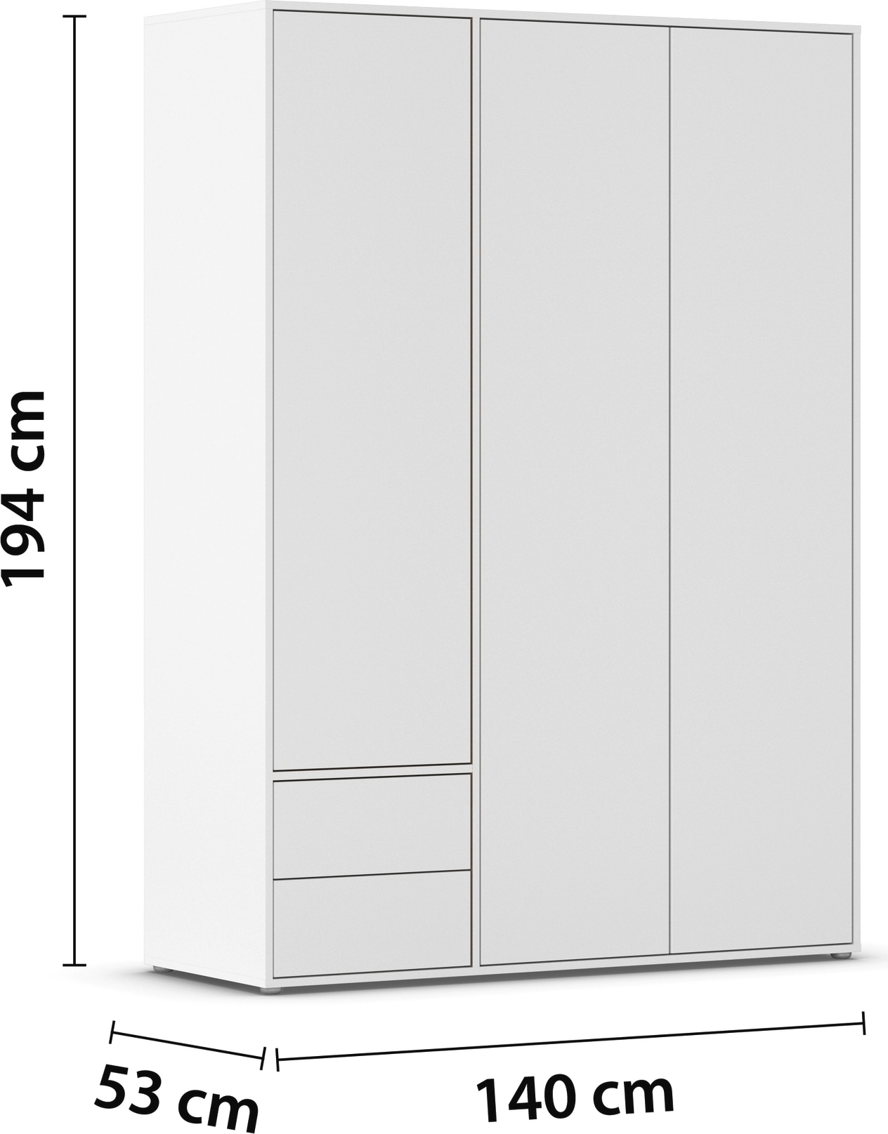 rauch Drehtürenschrank »Kleiderschrank Schrank Garderobe Wäscheschrank NABILA viel Stauraum« in 3 verschiedenen Ausstattungen BASIC/CLASSIC/PREMIUM,  mit 2 Schubladen und Push-to-Open Funktion TOPSELLER MADE IN GERMANY