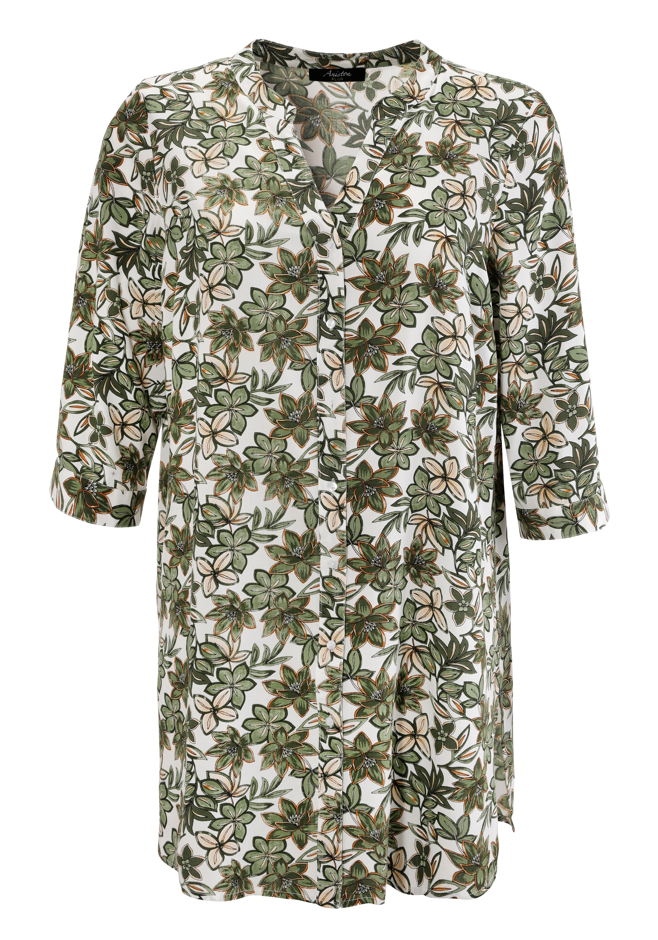 Aniston PLUS Longbluse, mit farbharmonischen Blumen bedruckt