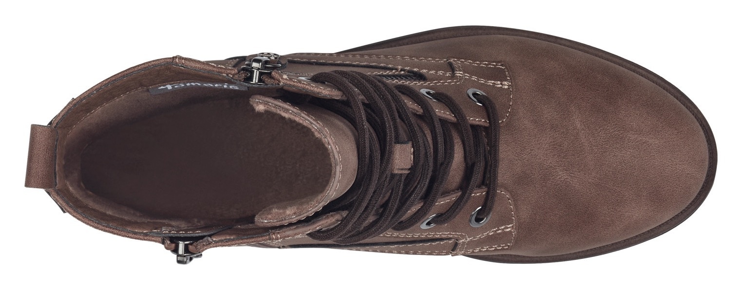 Tamaris Schnürboots, Blockabsatz, Schnürboots Stiefelette mit Zierreißverschluss