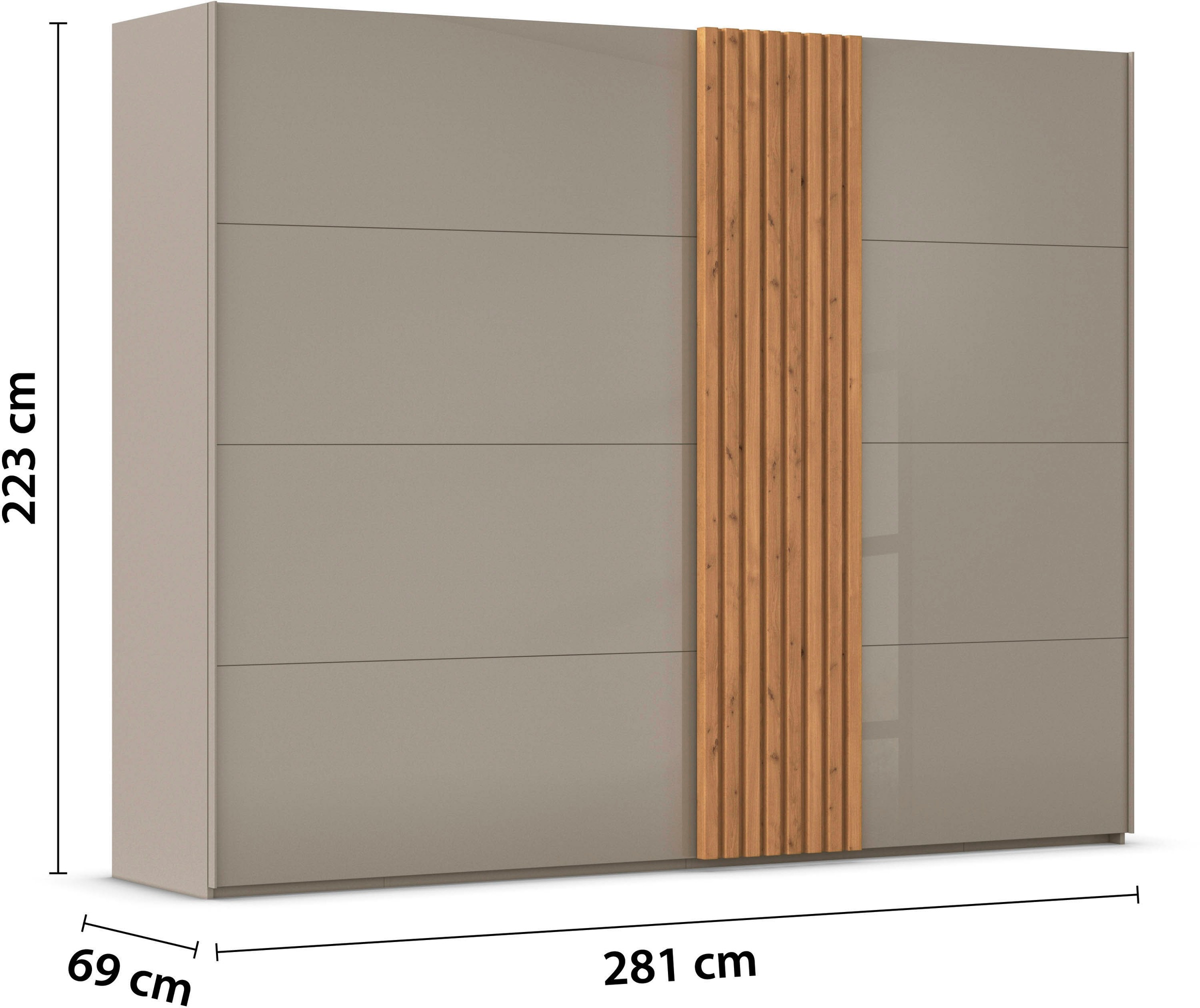 rauch Schwebetürenschrank »Kleiderschrank Schrank Garderobe Wäscheschrank TEGIO«, mit hochwertigen Holzdekoraufleistung und Glasfront MADE IN GERMANY