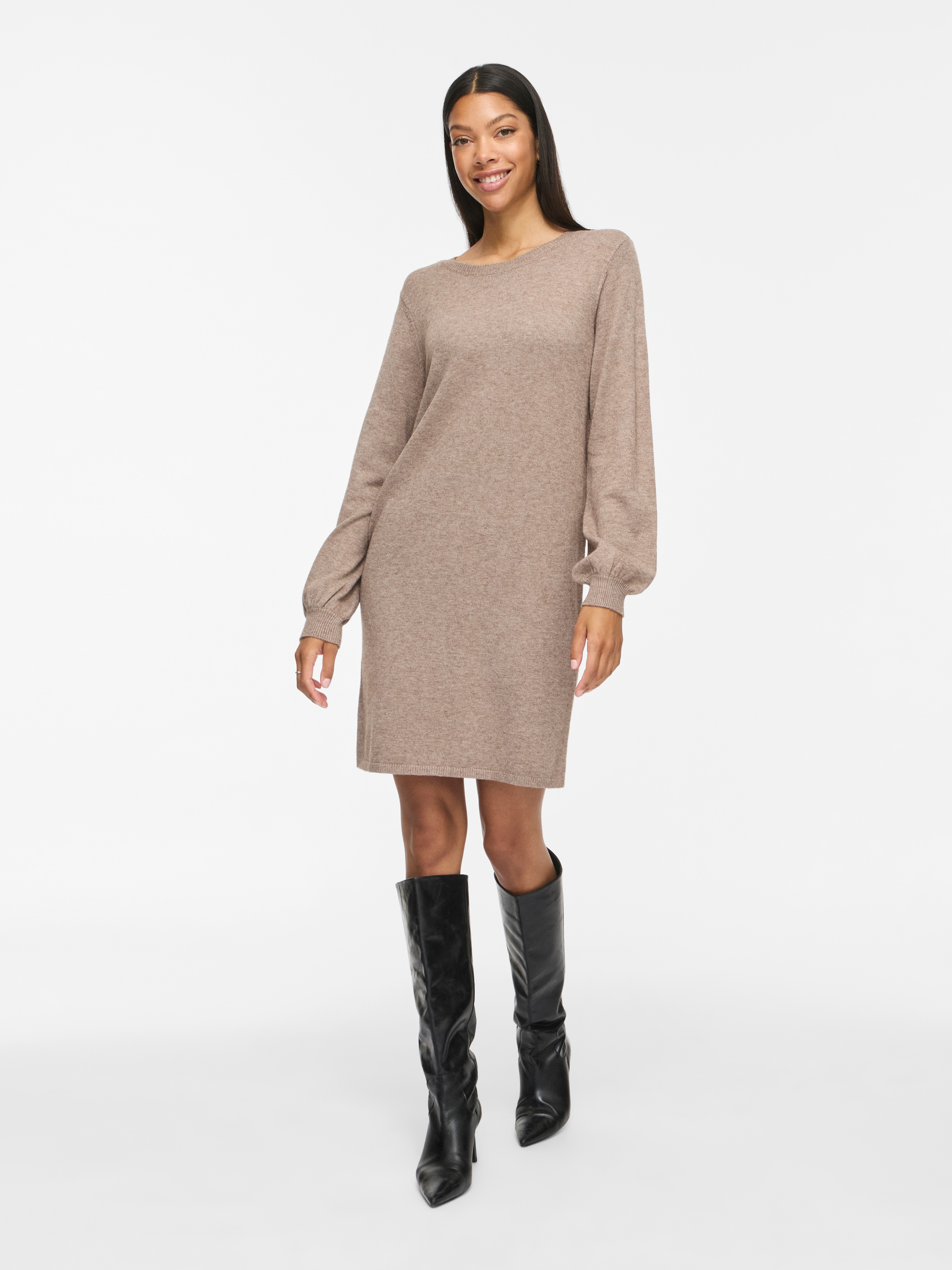 Vila Strickkleid »VIRIL L/S VOLUME SLEEVE KNIT DRESS-NOOS« Materialmix, normal geschnitten