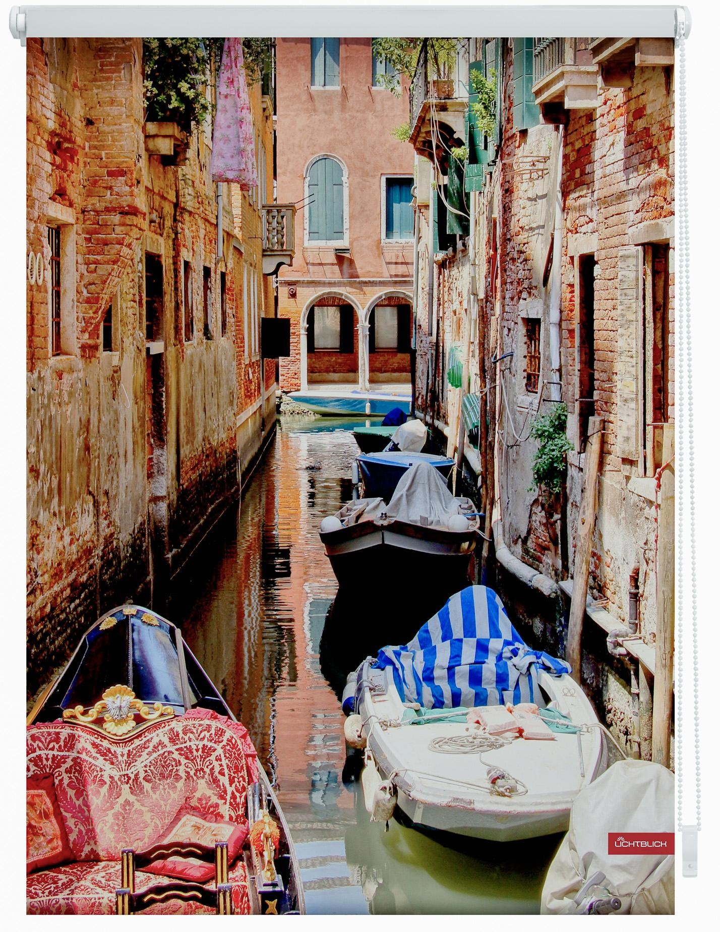 LICHTBLICK Seitenzugrollo »Klemmfix Motiv Venedig Gondola«, Lichtschutz, ohne Bohren, freihängend, bedruckt