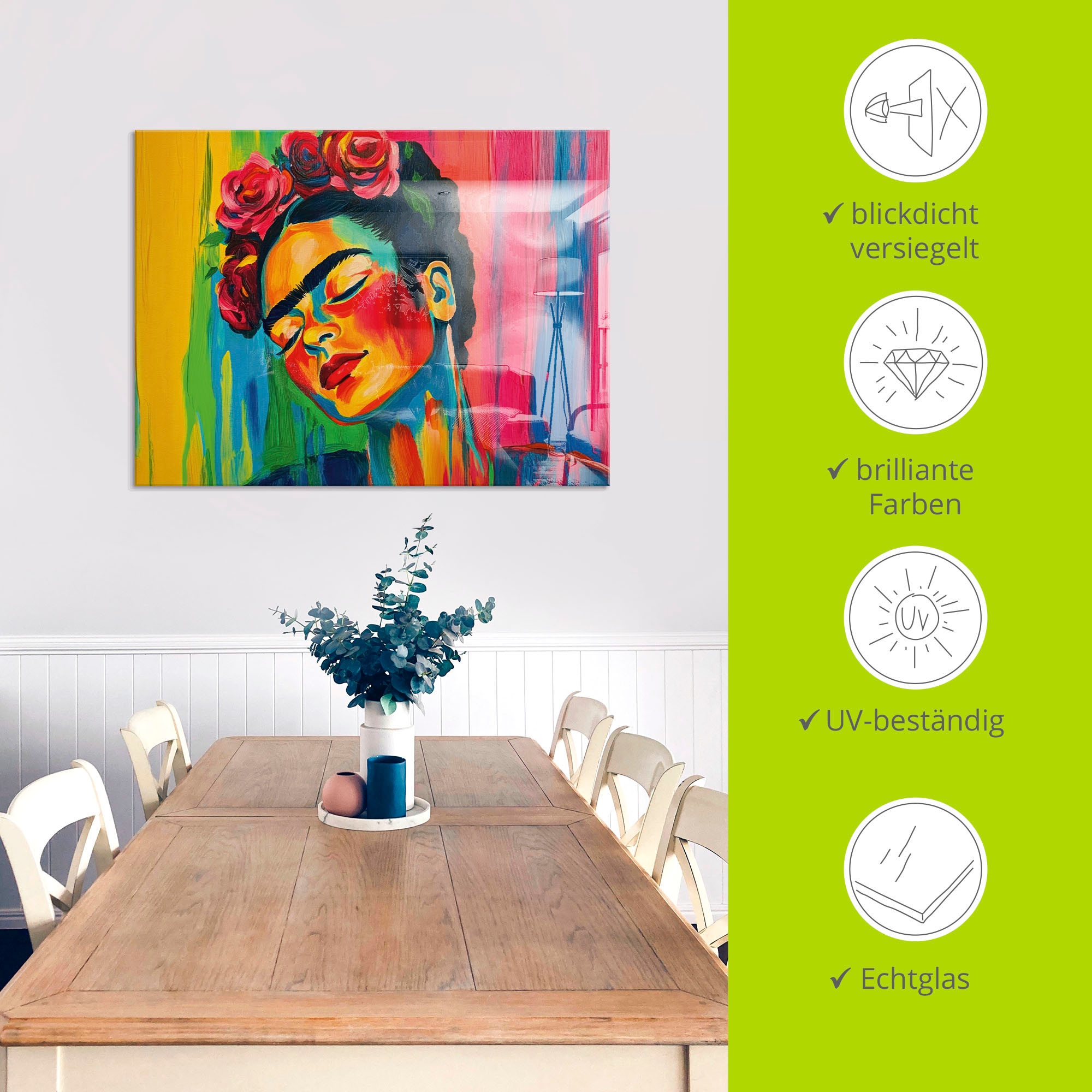 Artland Glasbild »Garden of Reflection, Buntes Mädchen« Bilder von Frauen 1 Stk. tlg. in verschiedenen Größen