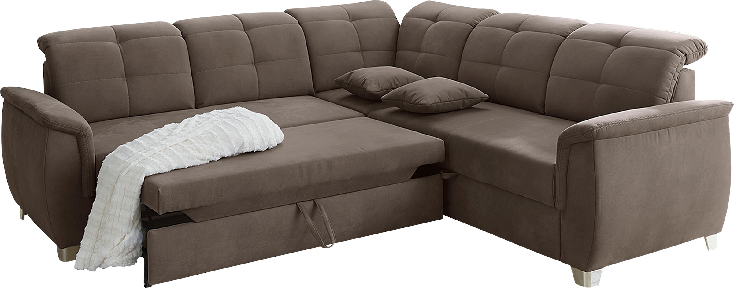 Jockenhöfer Gruppe Ecksofa »Udine L-Form« 6 individuell, verstellbaren Kopfteilen, Gästebett- und Relaxfunktion