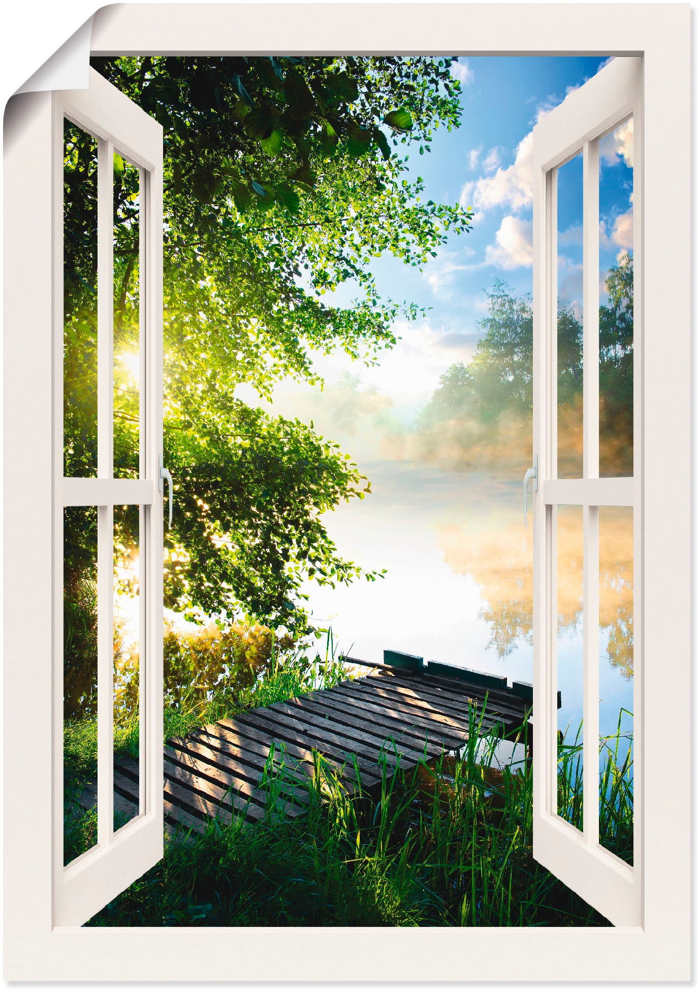 in Alubild, als (1 Wandbild Poster versch. Angelsteg Fensterblick, St.), »Fensterblick Wandaufkleber am OTTO Fluss«, online Artland oder Leinwandbild, Größen bei