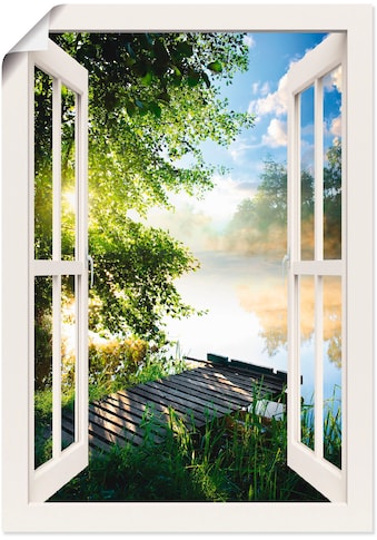 Artland Wandbild »Fensterblick Angelsteg am Fluss«, Fensterblick, (1 St.), in vielen... kaufen
