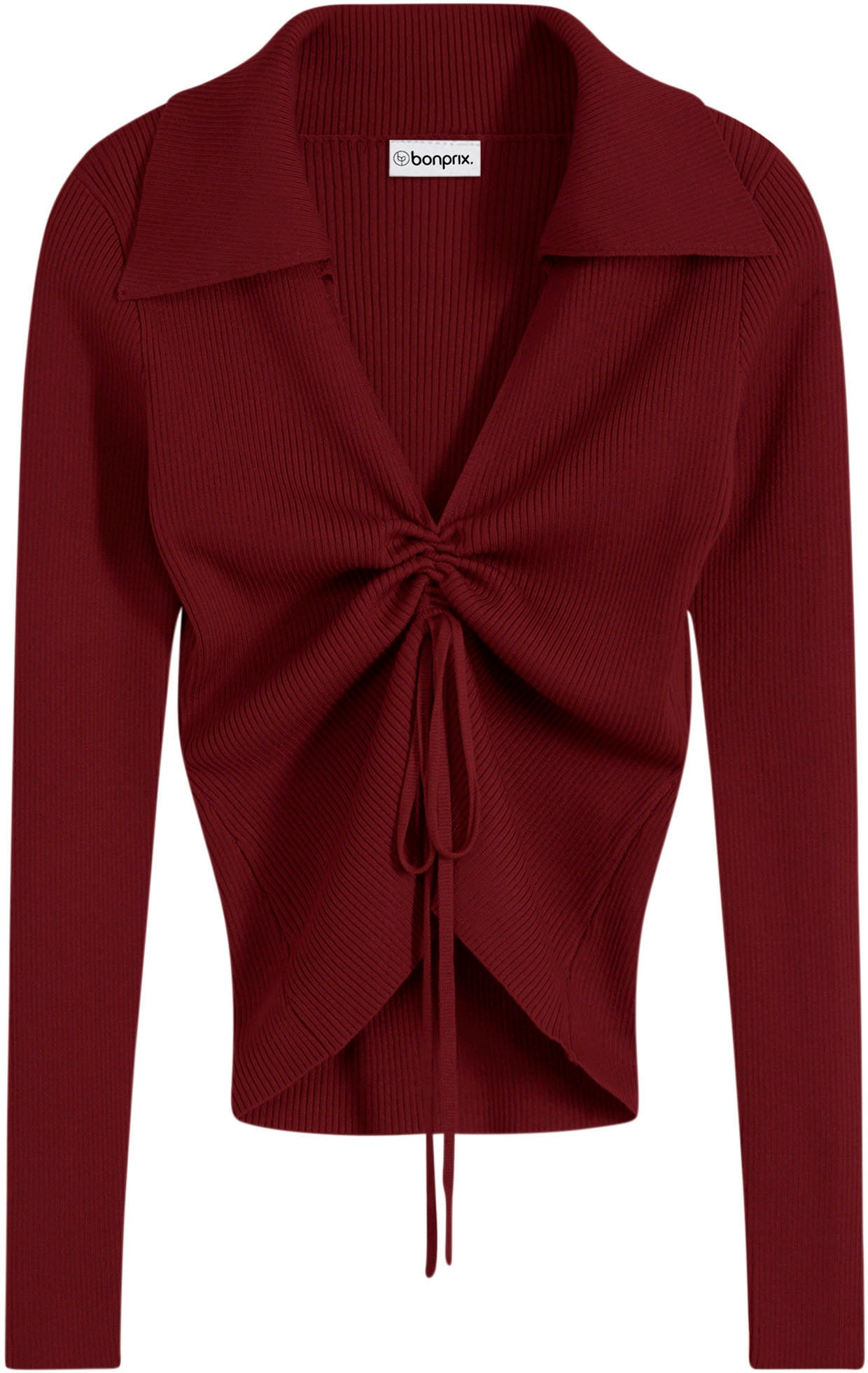 bonprix Strickpullover »Pullover« aus Viskose und Polyamid, mit Kragen und Raffung, schmale Passform