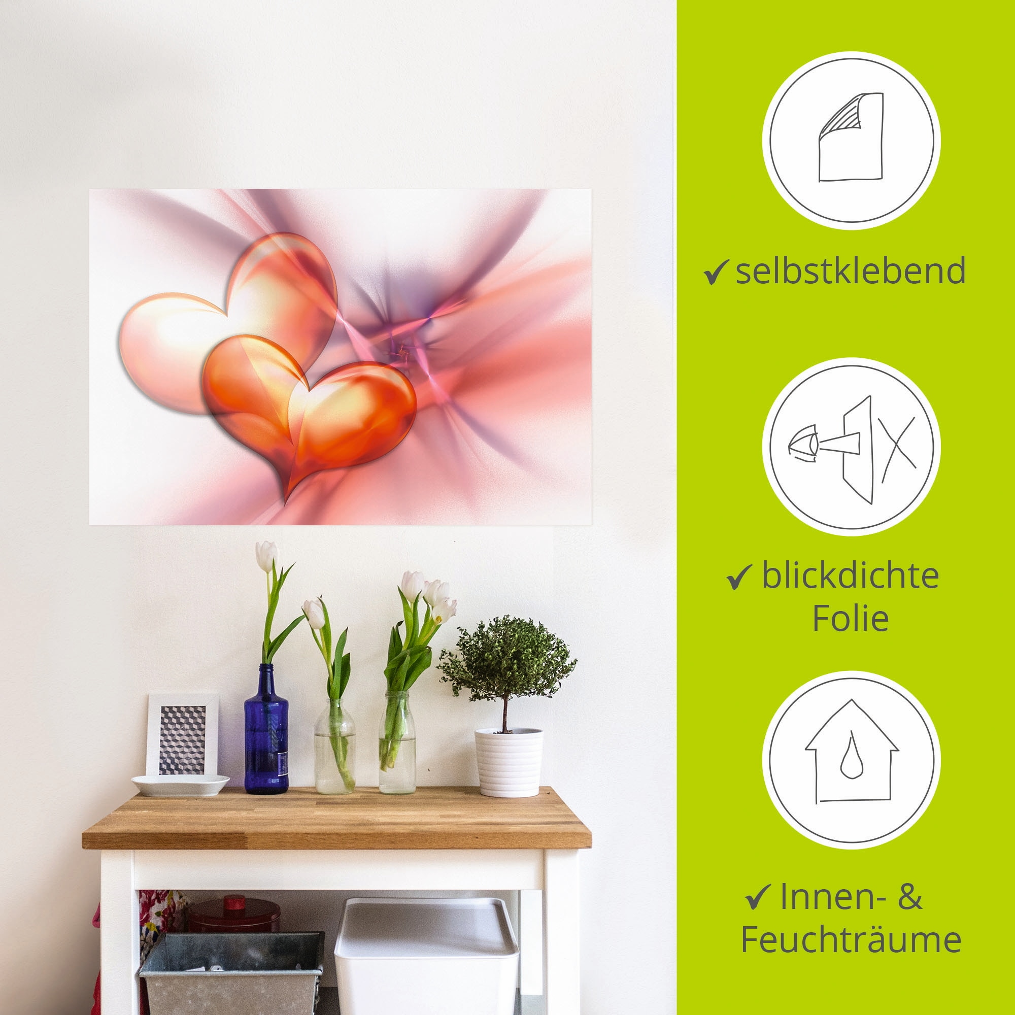 Artland Wandbild »Das höchste Glück«, Herzen, (1 St.), als Alubild, Outdoorbild, Leinwandbild, Poster, Wandaufkleber