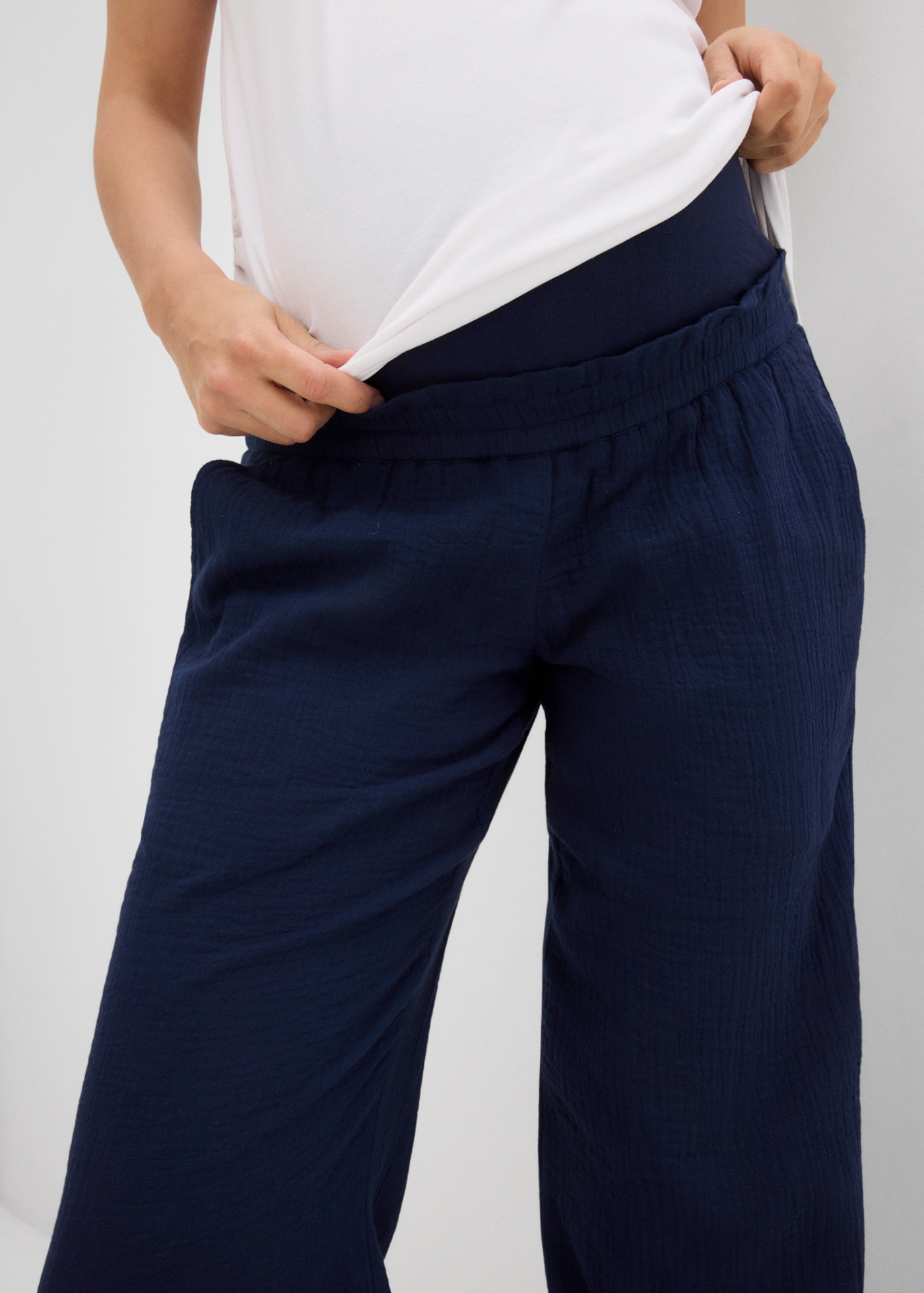 bonprix Umstandshose  aus Baumwolle, atmungsaktiv, mit breitem Jerseybund