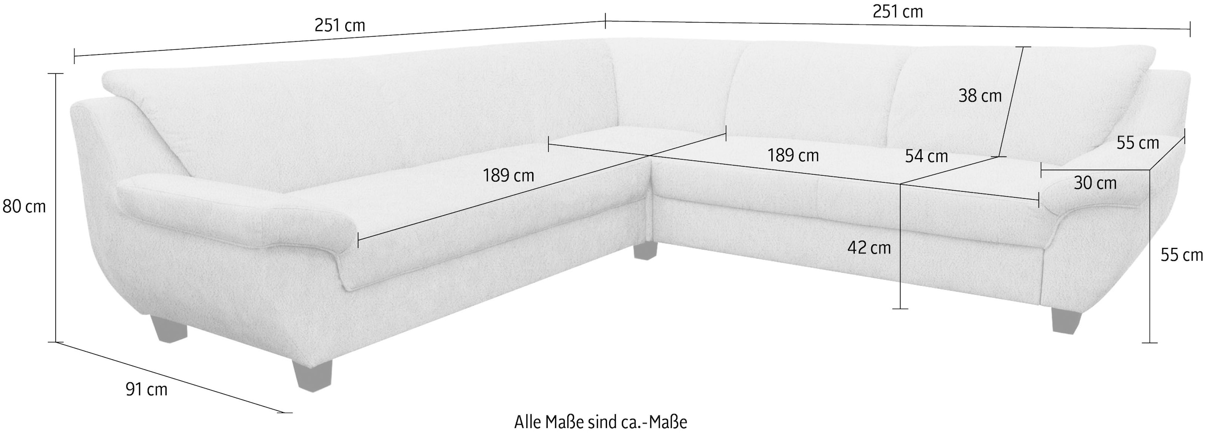 OTTO home Ecksofa »Sillkeborg 251 x 251 cm, formschönes Sofa mit dunklen Füßen« aus haustierfreundlichem Pet Friendly Bezug