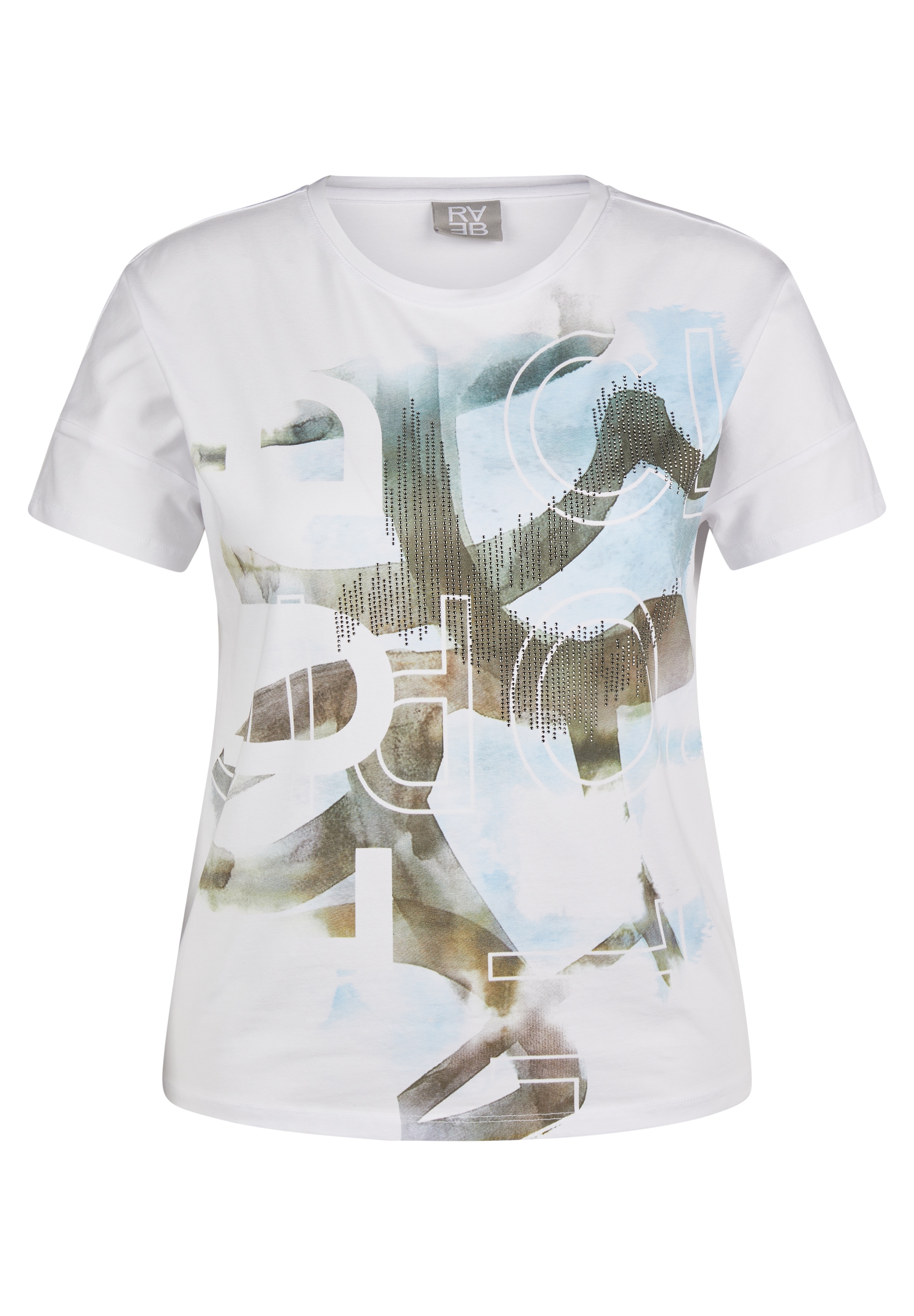 Rabe Print-Shirt, mit Rundhals und Nieten-Details