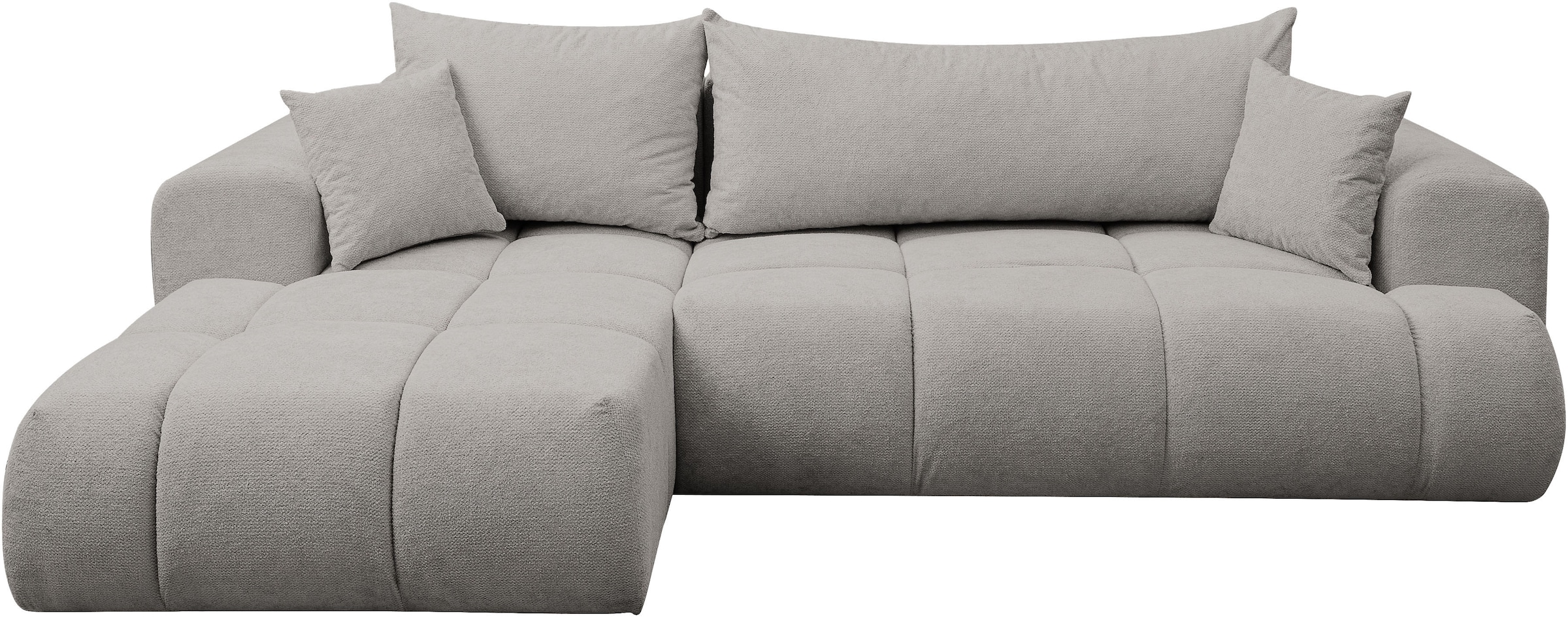 WERK2 Ecksofa »Ewela-Bubble 265 cm breit mit Bett & Bettkasten« Bouclé, L-Form, Schlaffunktion, Bettkasten