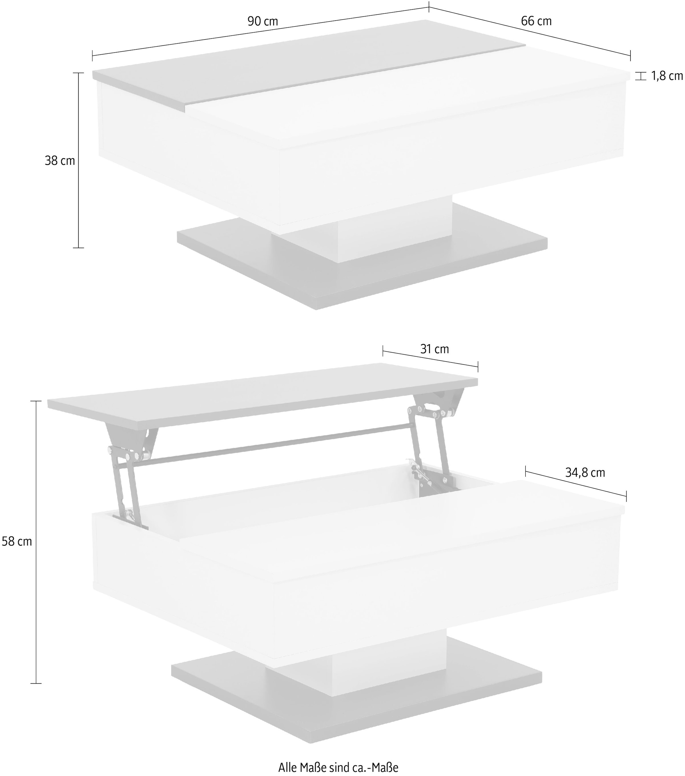 Tischplatte, geteilte OTTO bei HELA Couchtisch aufklappbar »Emre«, einseitig
