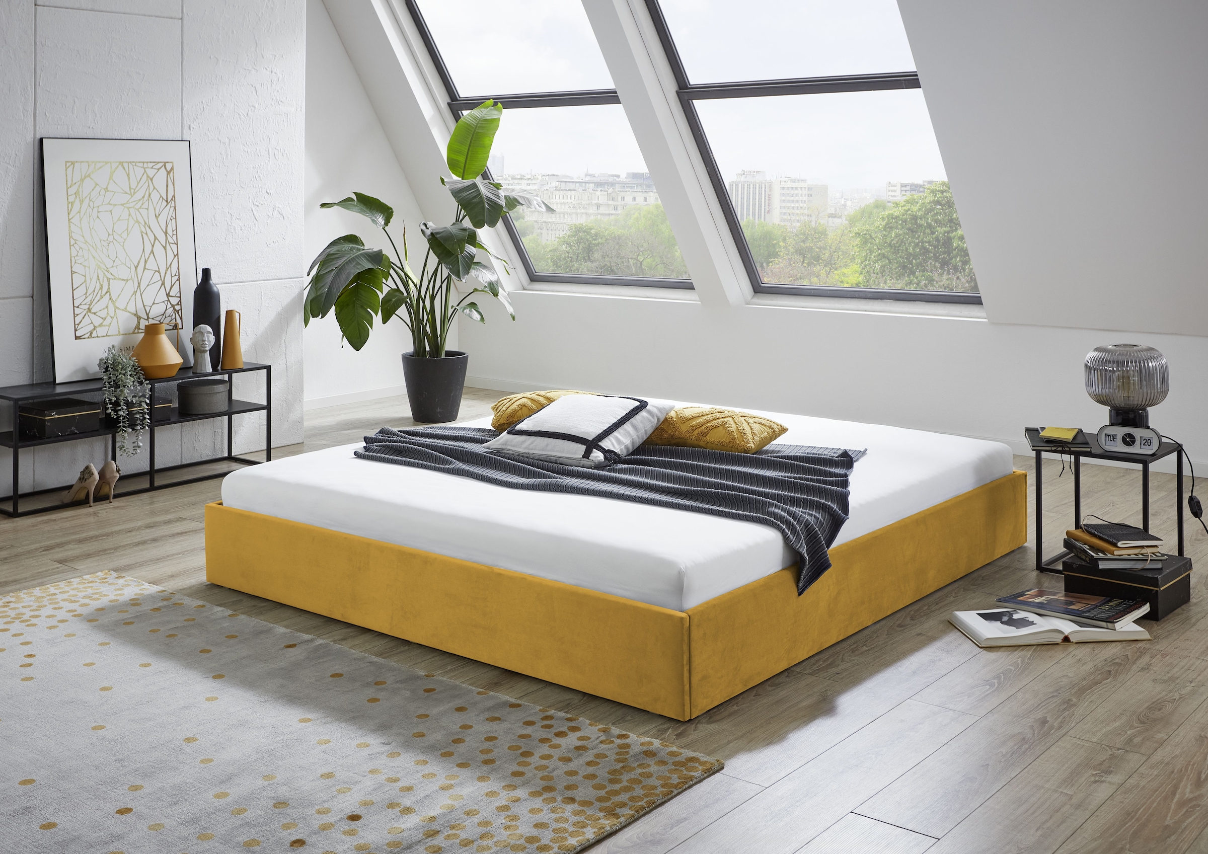 Westfalia Schlafkomfort Polsterbett »Osaka« auch ohne Matratze erhältlich oder in H2,H3 und H4 erhältich in gelb, Größe Liegefläche B/L: 180 cm x...
