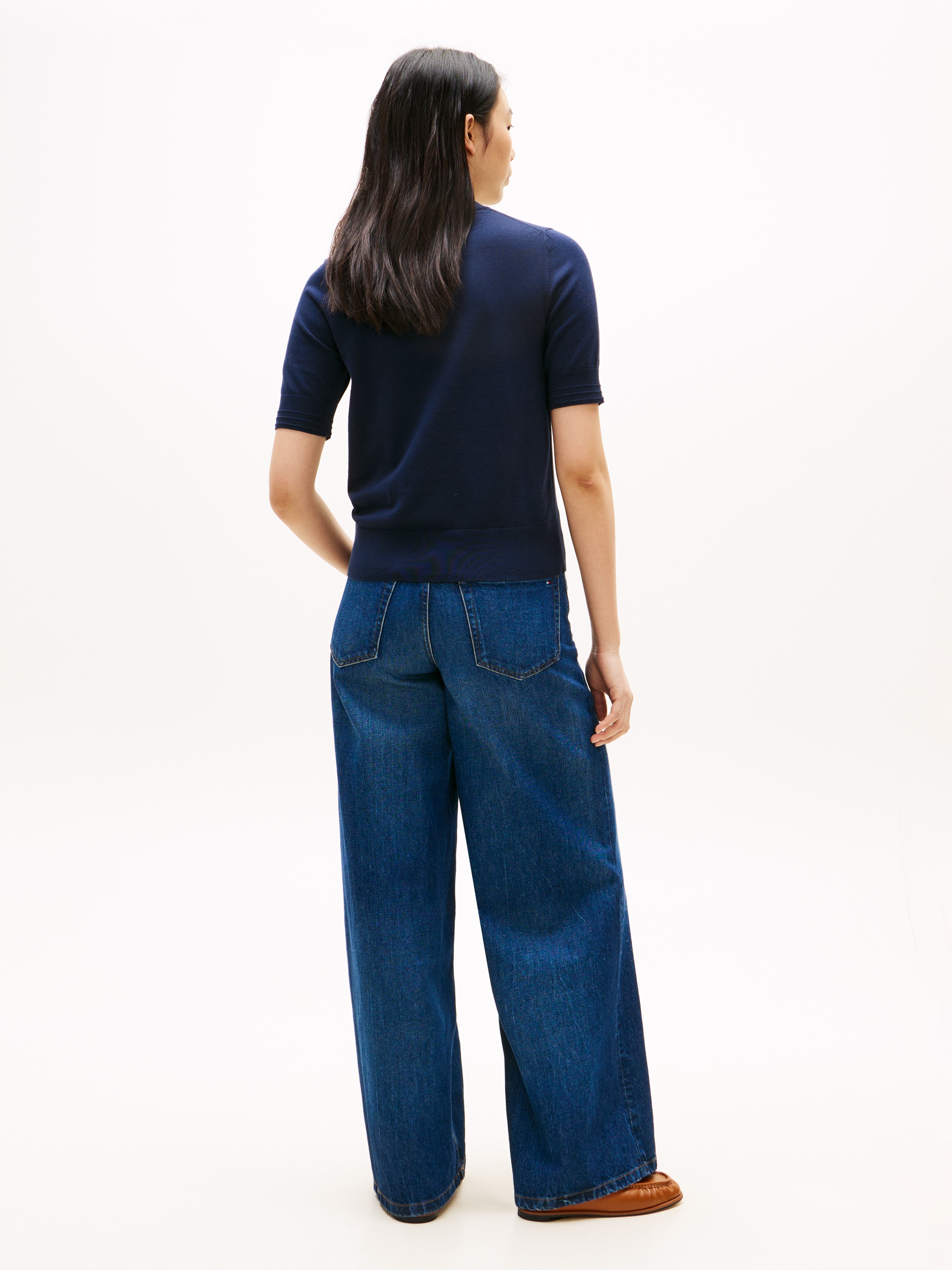 Tommy Hilfiger Kurzarmpullover »CO JERSEY FINE GG C-NK SS SWT« Baumwollmischung, Regular Fit