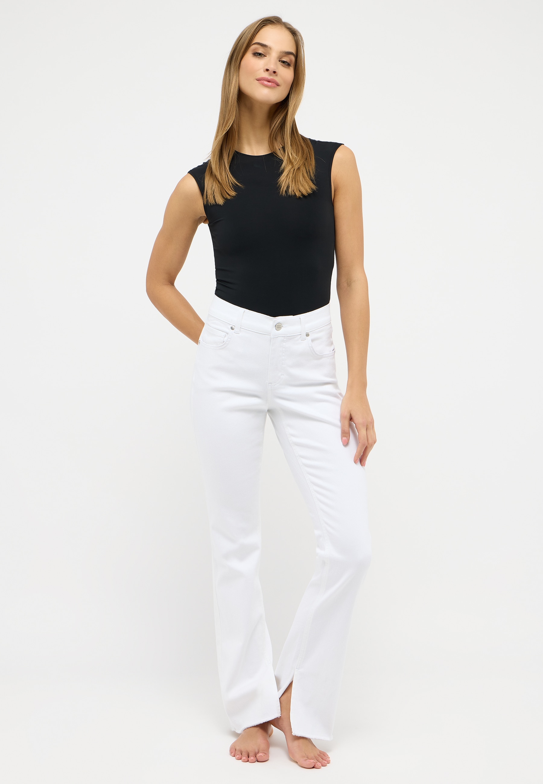 ANGELS Bootcut-Jeans »LENI SLIT FRINGE«
