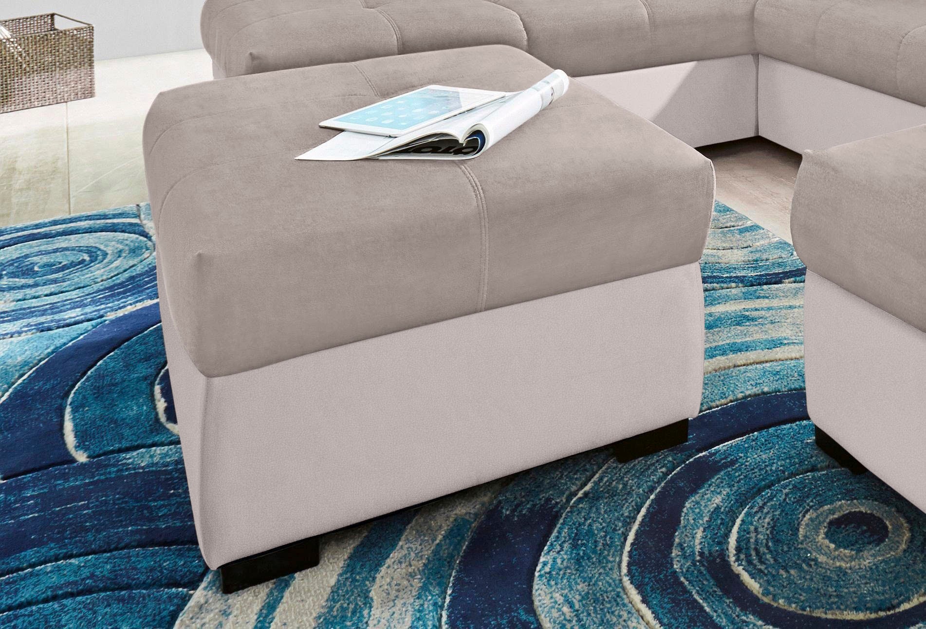 COTTA Polstergarnitur »Speedway L-Form«, (Set), Set bestehend aus: Ecksofa mit Kopfteilverstellung & Hocker