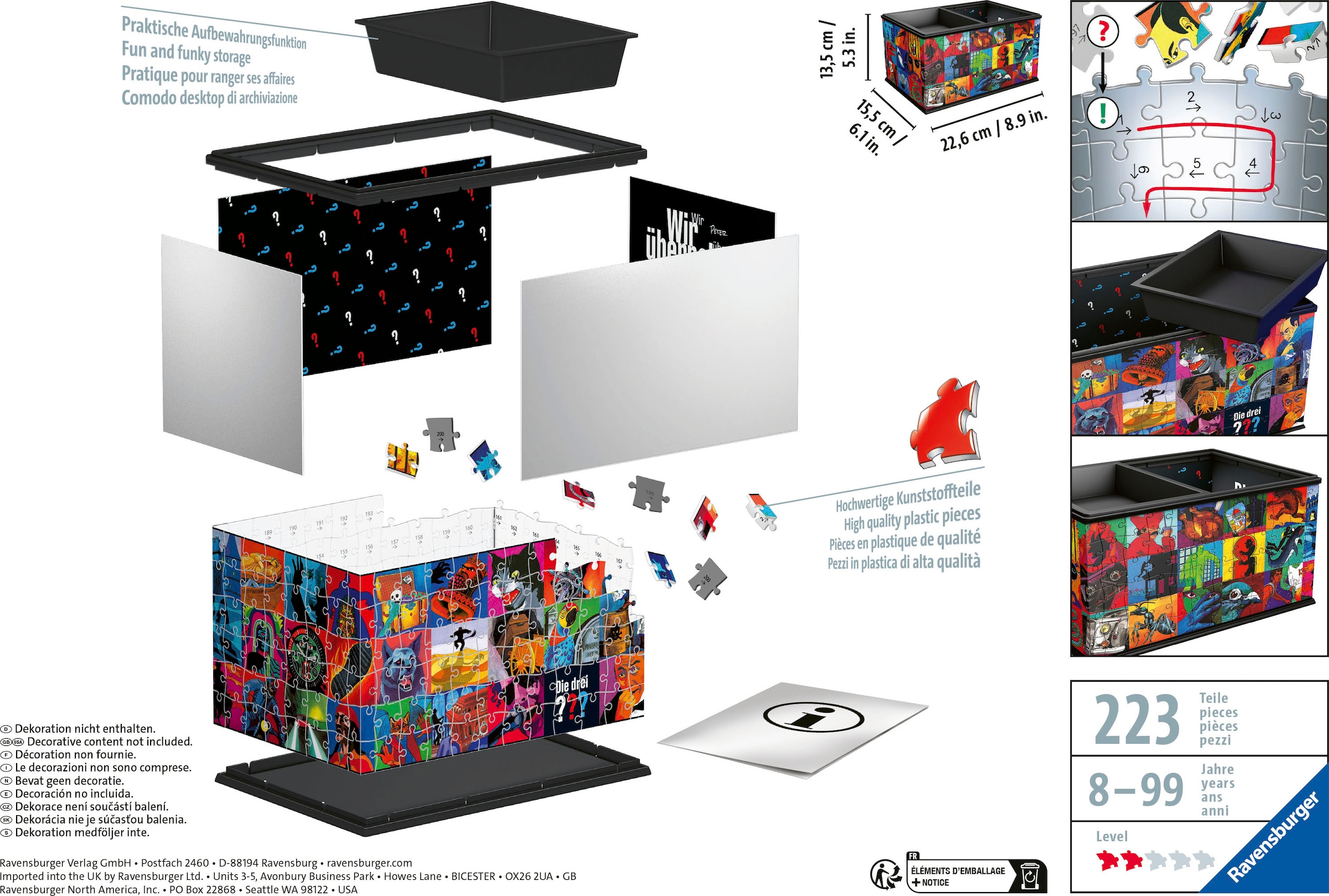 Ravensburger 3D-Puzzle »Aufbewahrungsbox Die drei ???«, Made in Europe