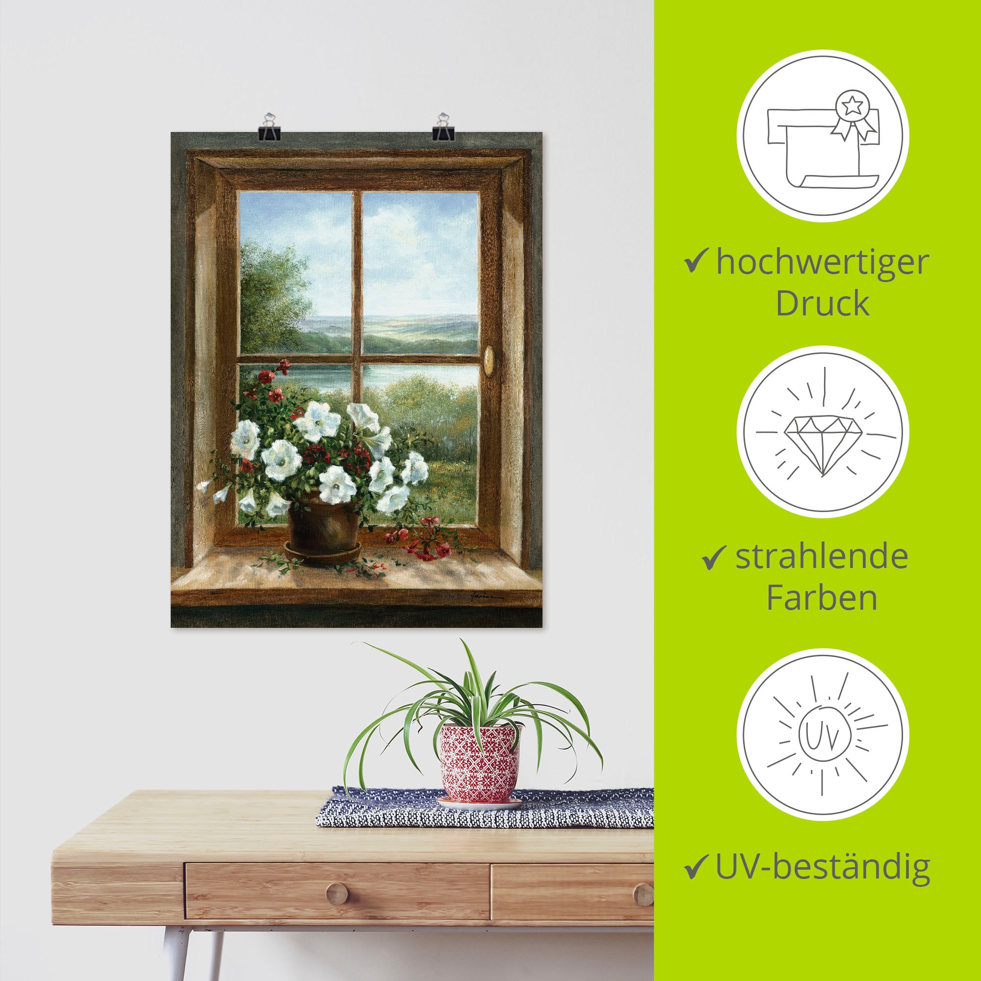 Artland Wandbild »Blumen am Fenster« Arrangements 1 Stk. tlg. als Leinwandbild, Poster in verschied. Größen