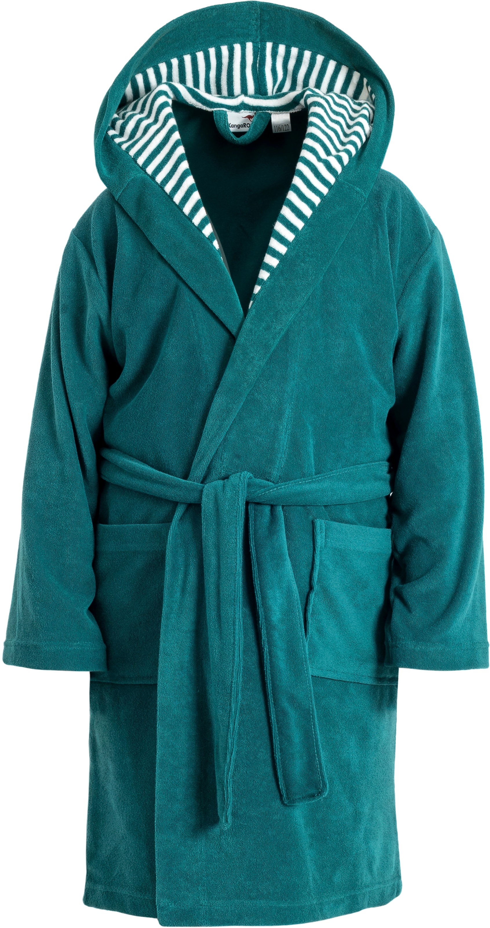 KangaROOS Kinderbademantel »Dalia, Ideal für Zuhause, Schwimmbad oder im Urlaub« 1 Stk. Uni-Farben mit Streifen