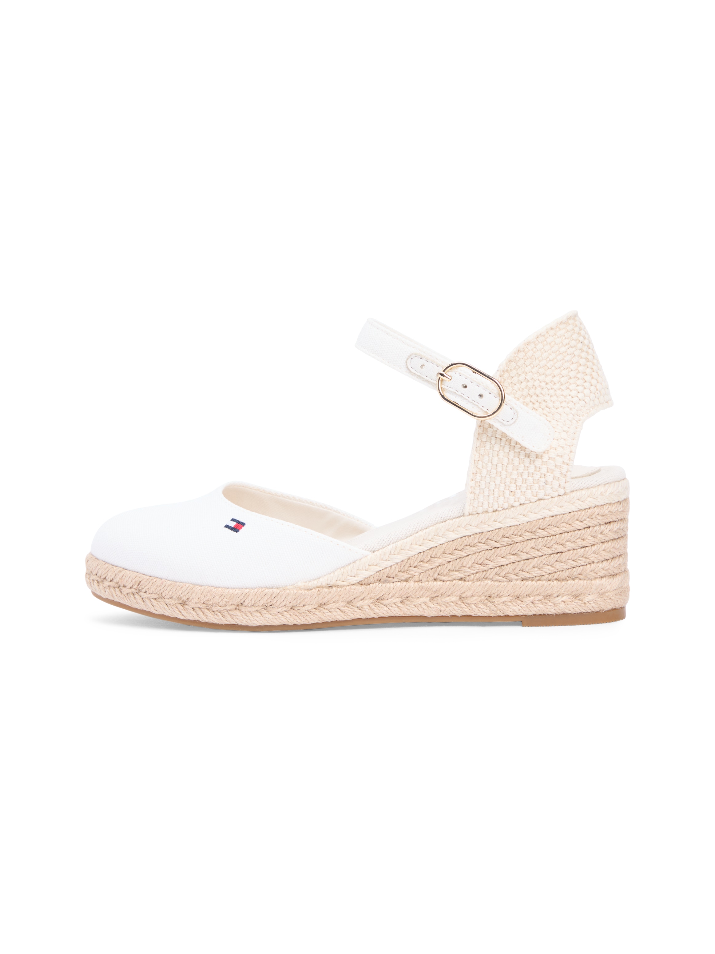 Tommy Hilfiger Keilsandalette »MID WEDGE ESPAD CLOSED TOE«  Plateau, Sommerschuh mit verstellbarer Schnalle, schmale Form