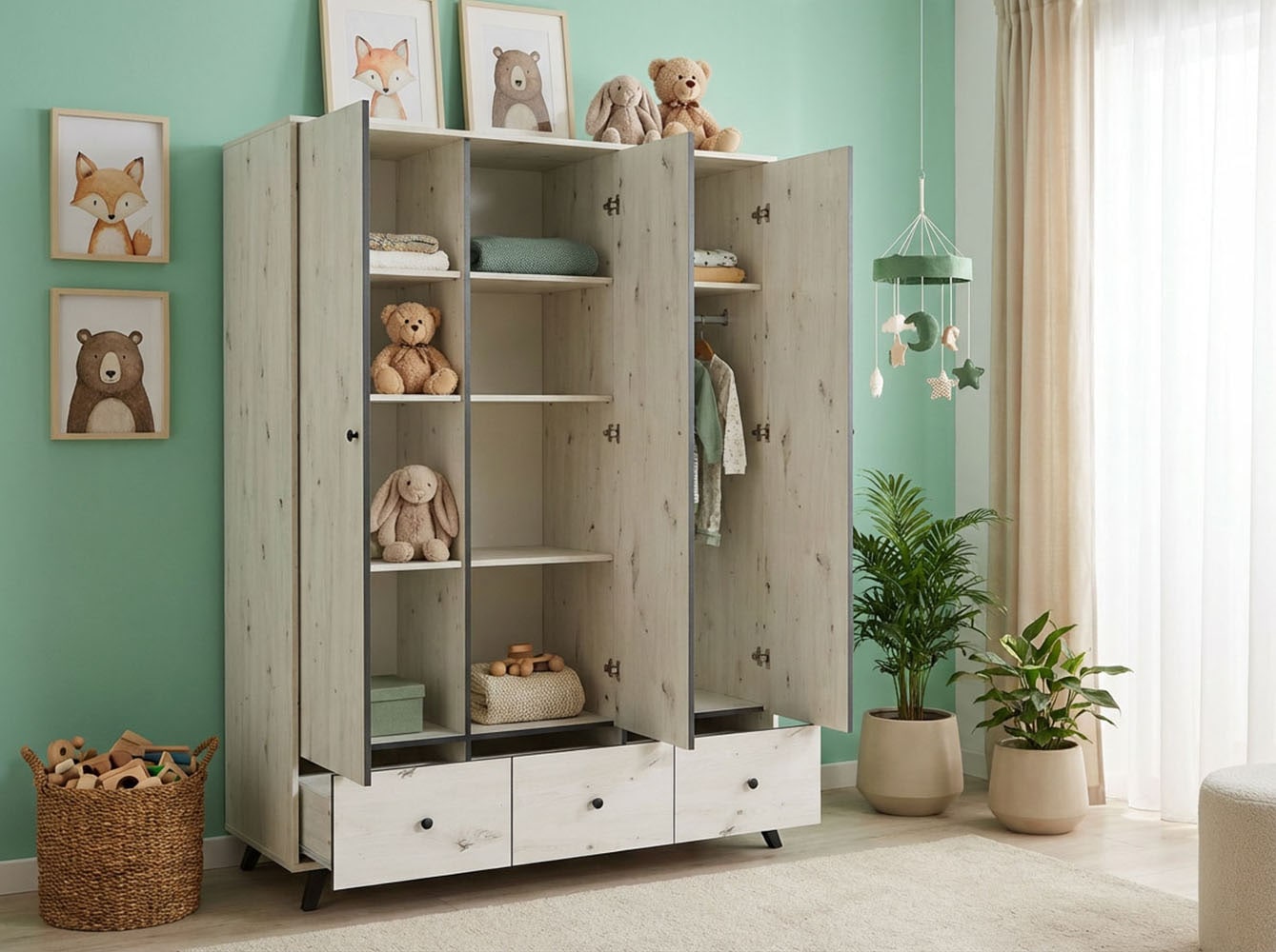 arthur berndt Kleiderschrank »Kinderkleiderschrank »Lavea« 3-türig«