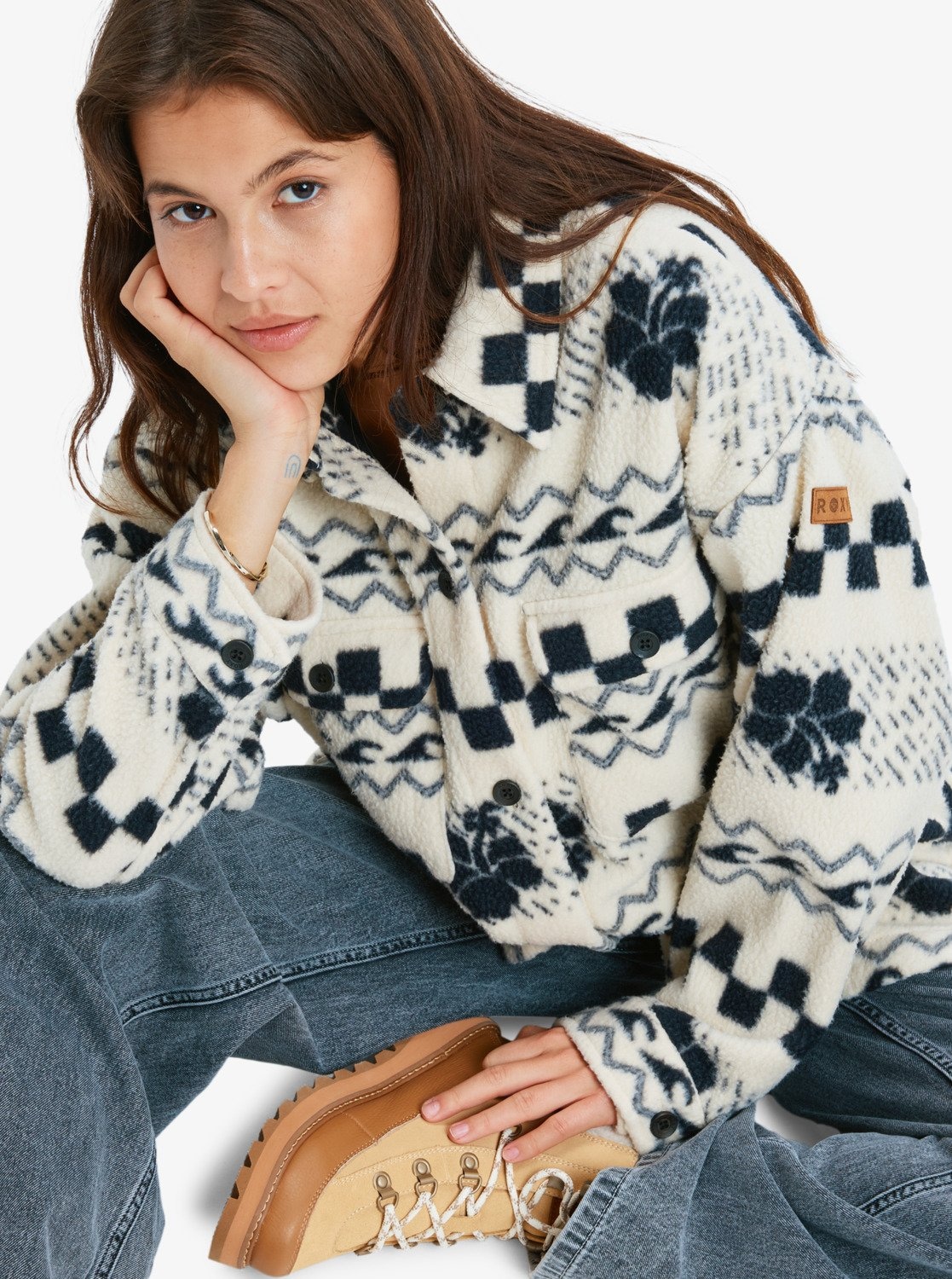 Roxy Fleecejacke »MORNING CRUSH SHACKET« 1 Stk. tlg. mit Kapuze, aus Polyester, sportlicher Stil