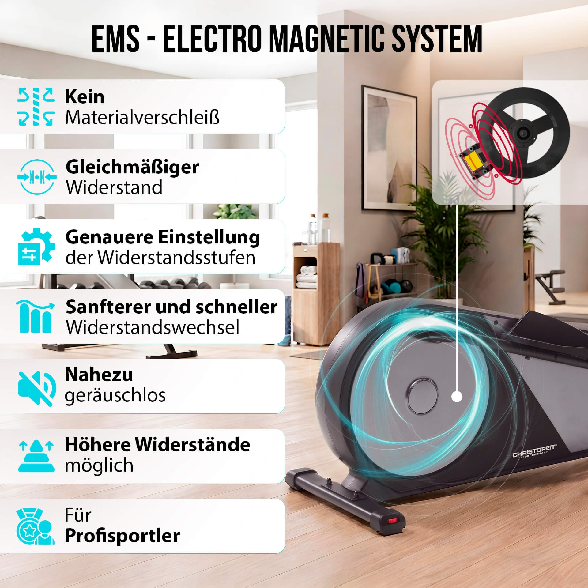 Christopeit Sport® Crosstrainer-Ergometer »EL 8000« 150 kg max. Benutzergewicht, 32 Widerstandsstufen
