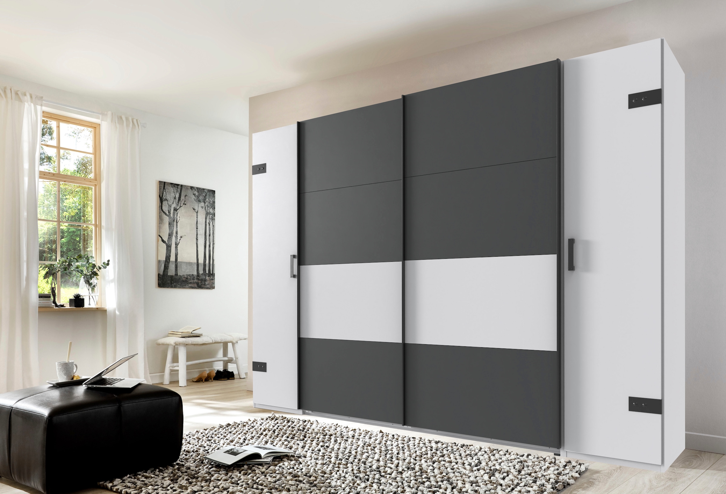 Wimex Kleiderschrank »Stockholm, rustikale Optik im Industrial Design, Made in Germany«, 270x65x210cm, viel Stauraum durch 2 Kleiderstangen und 10 Einlegeböden