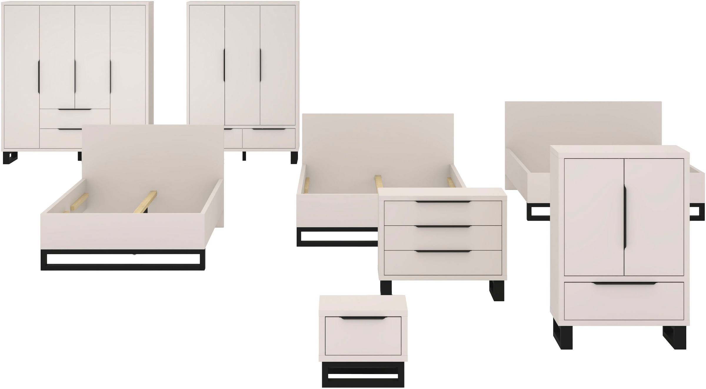 Home affaire Bettgestell »Bronne, Topeseller, Industrial Design« In den Breiten 140cm, 160cm und 180cm,  Stauraumbett in drei Breiten, stabil mit Kufen in Metalloptik