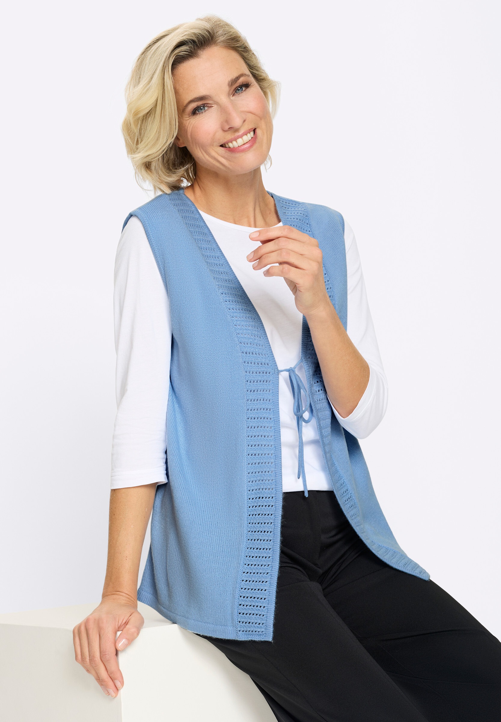 Sieh an! Strickweste »Strickweste Strickweste mit Ajour-Muster im Vorderteil«