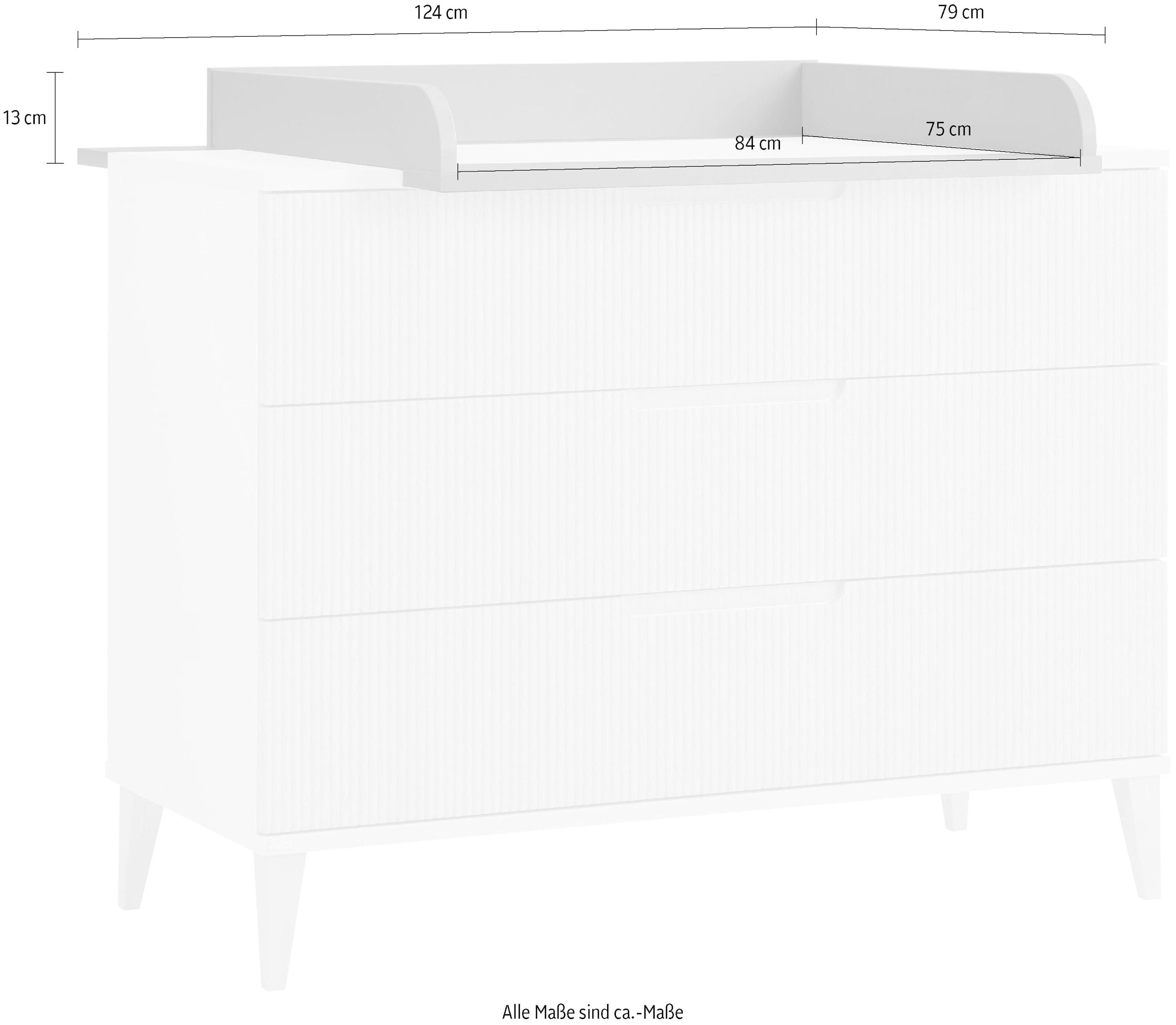 PAIDI Wickelaufsatz »JONTE in Beige, zur Erweiterung der Kommode« Wickelauflage aus Holz, mit gerundeten Kanten